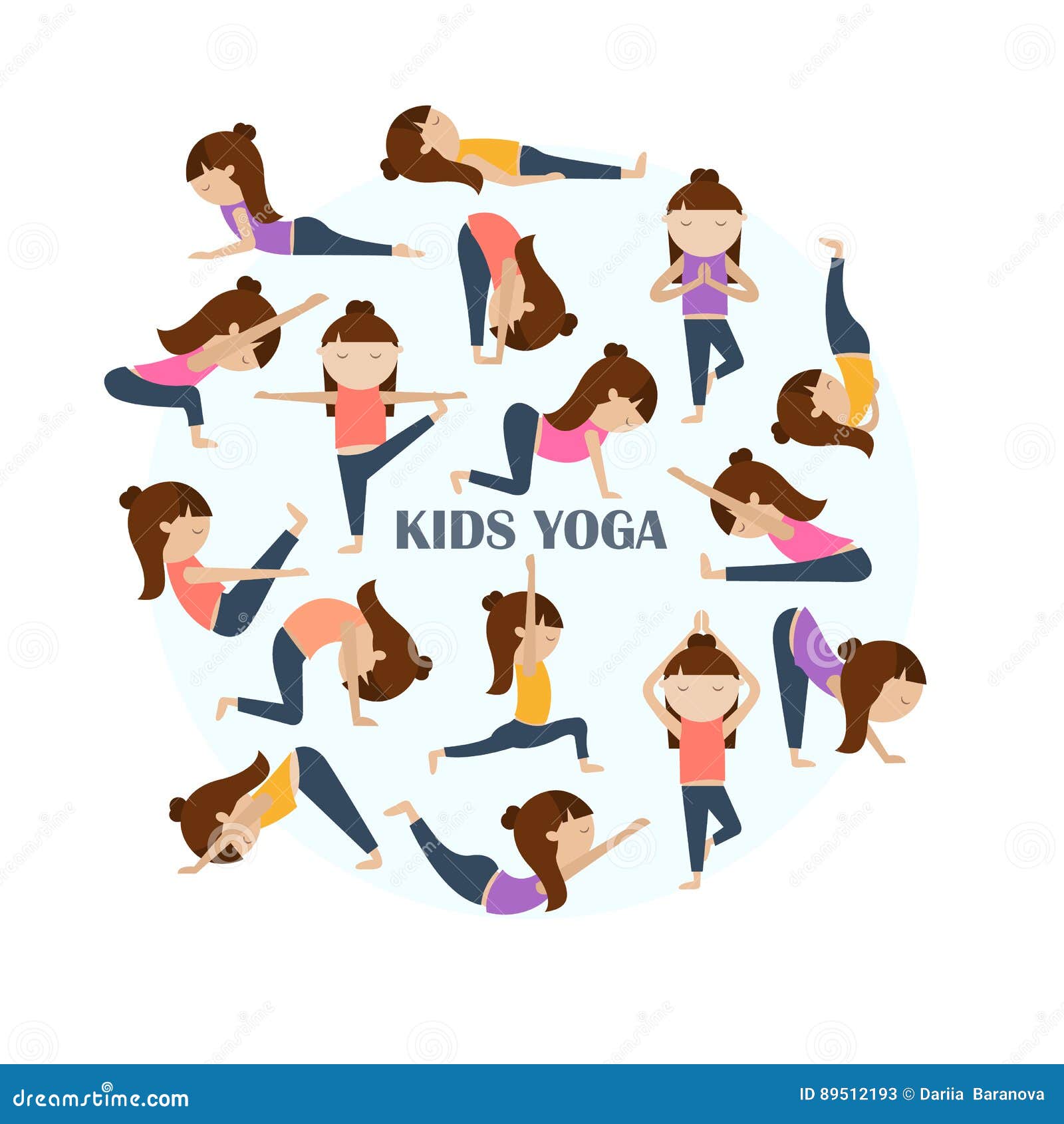 Yoga kids poses stock vector. Illustration of clip, healthy - 89512193