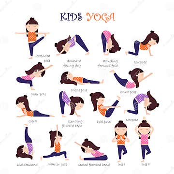 Yoga kids poses stock vector. Illustration of fitness - 89512228