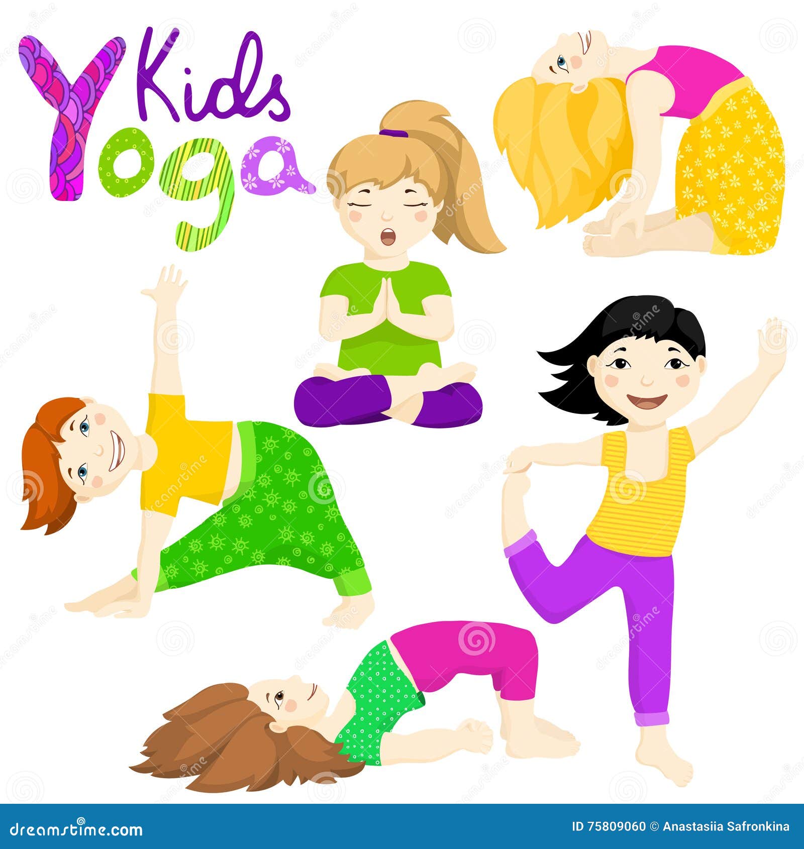 Yoga kids set 2 stock illustration. Illustration of sports - 75809060