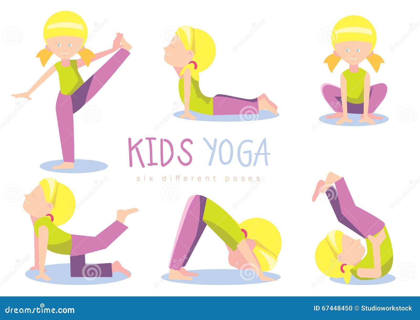 Yoga Kids Set, Vector Illustration. Stock Vector - Illustration of ...