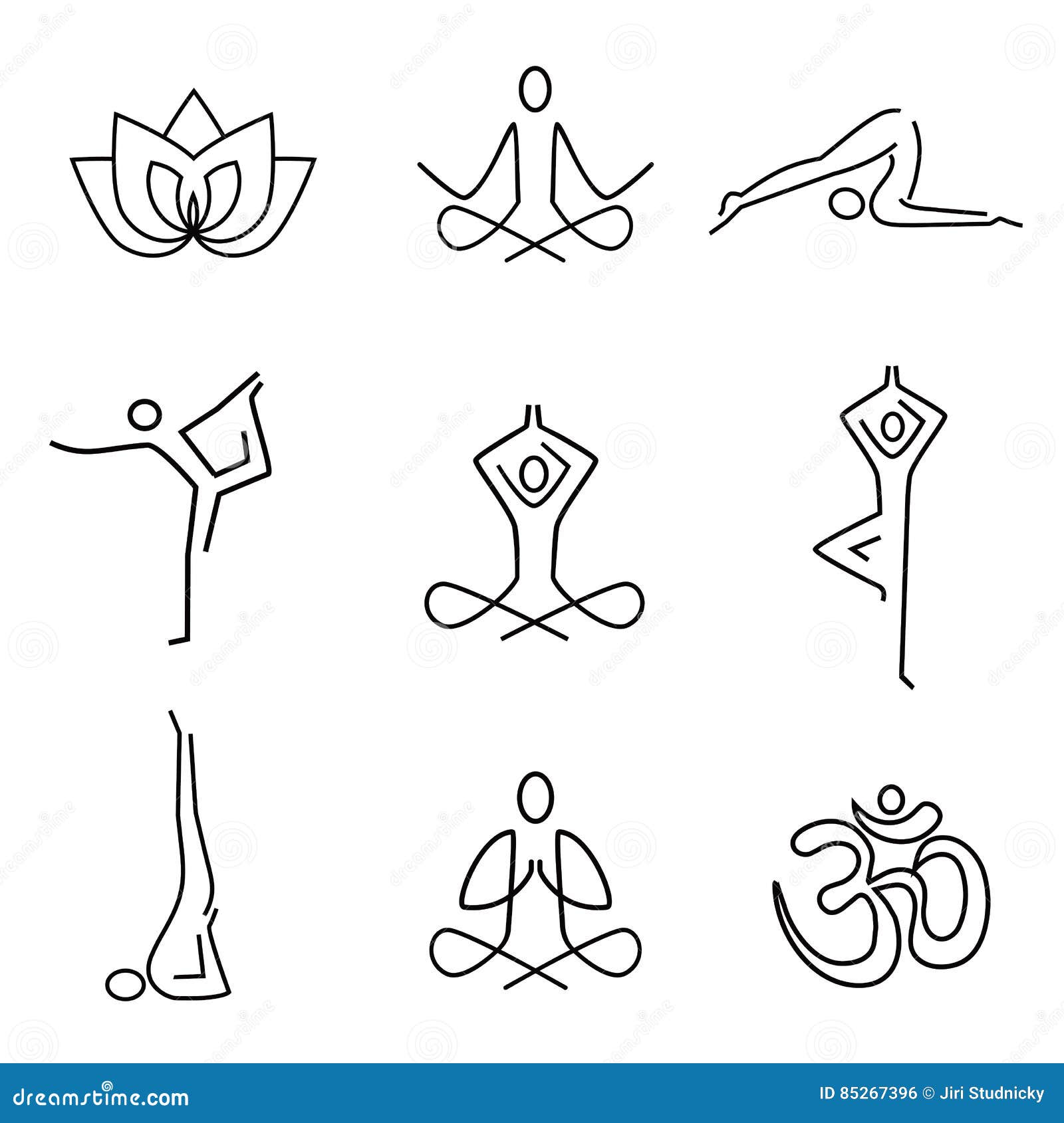 Yoga line art icons. stock vector. Illustration of breathing - 85267396