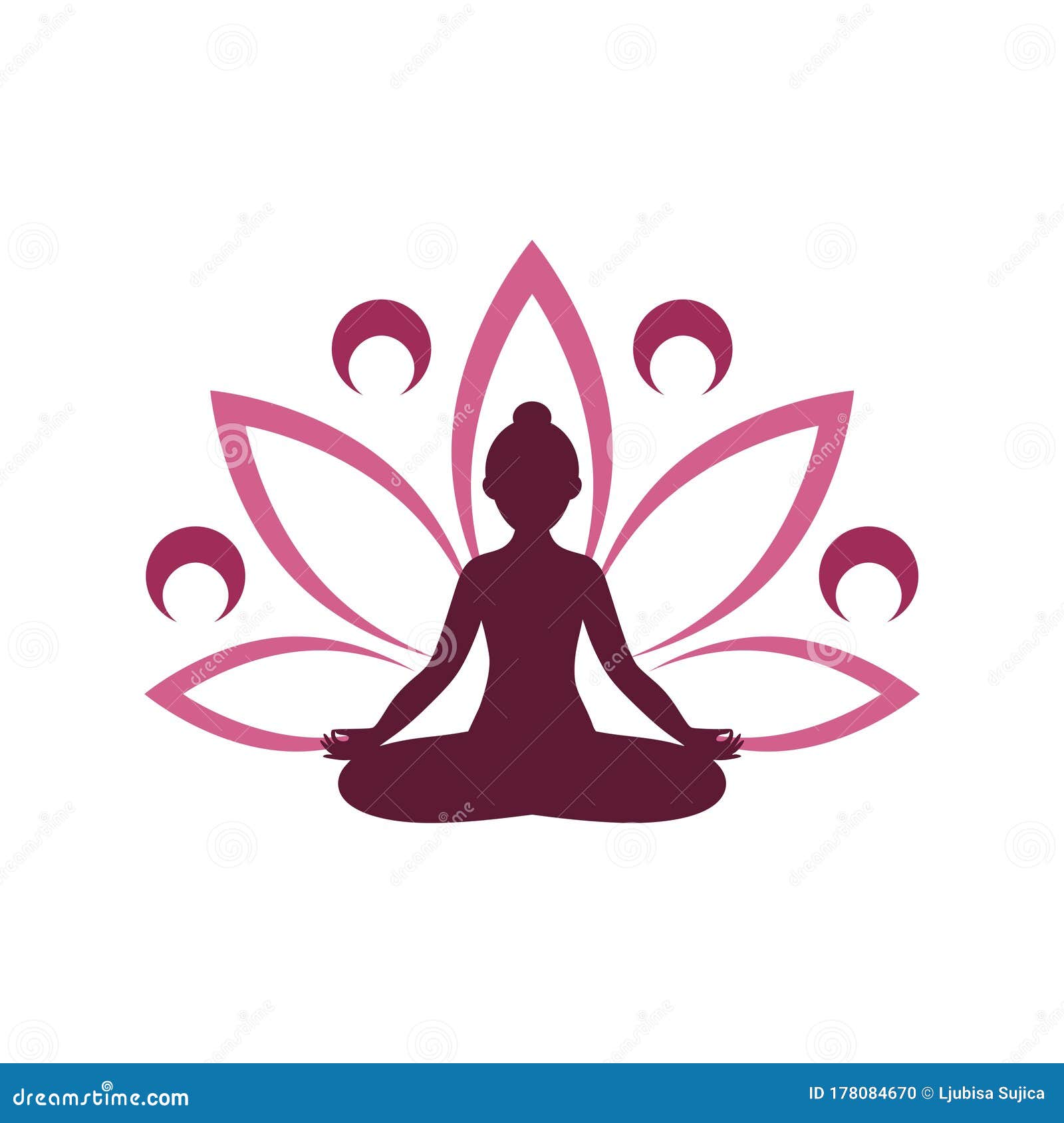 Yoga Logo Design. Human Meditation in Lotus Flower Icon Isolated on White  Background Stock Vector - Illustration of creative, care: 178084670