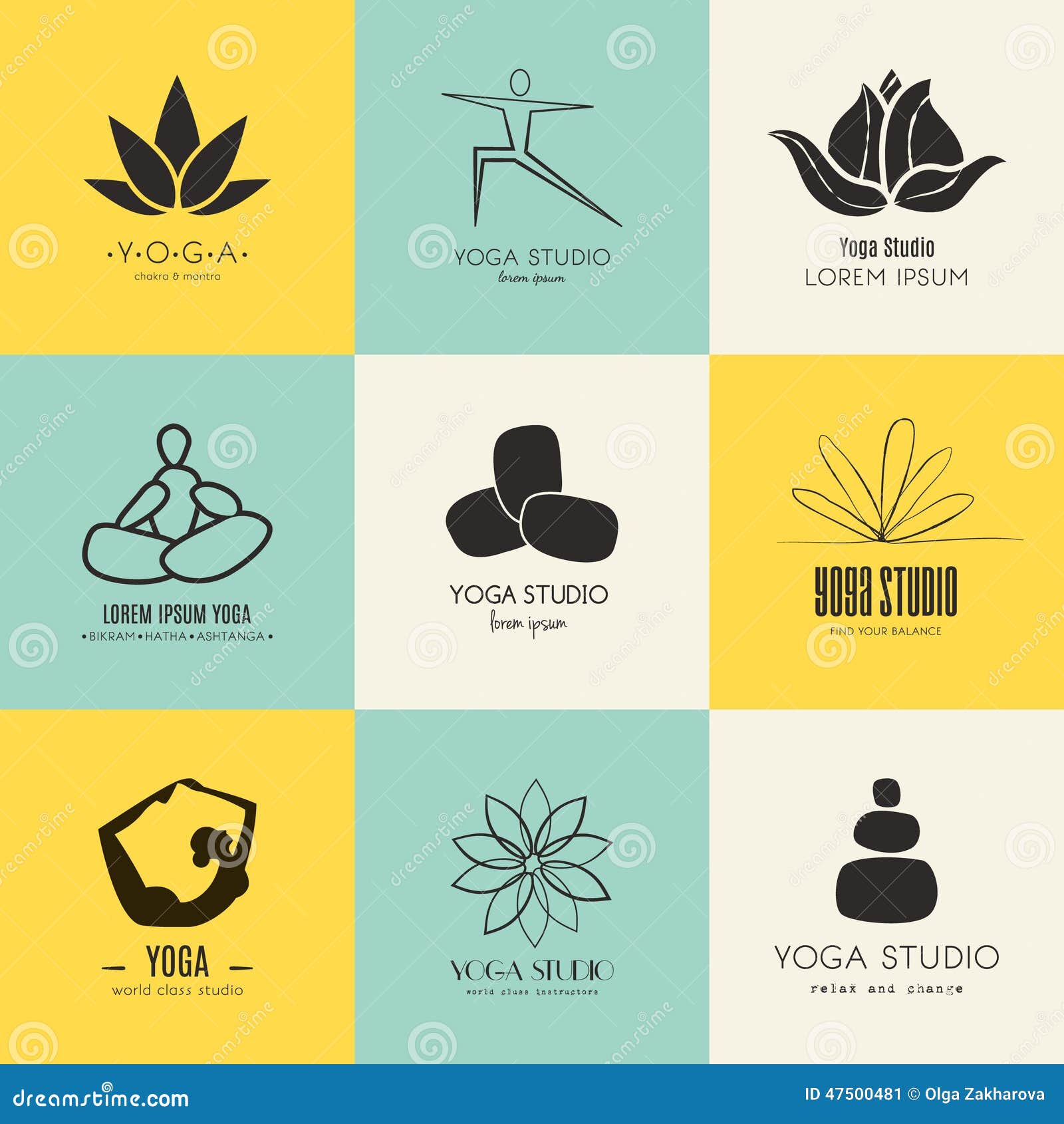 Yoga Logotypes Collection Stock Vector Illustration Of Ornament