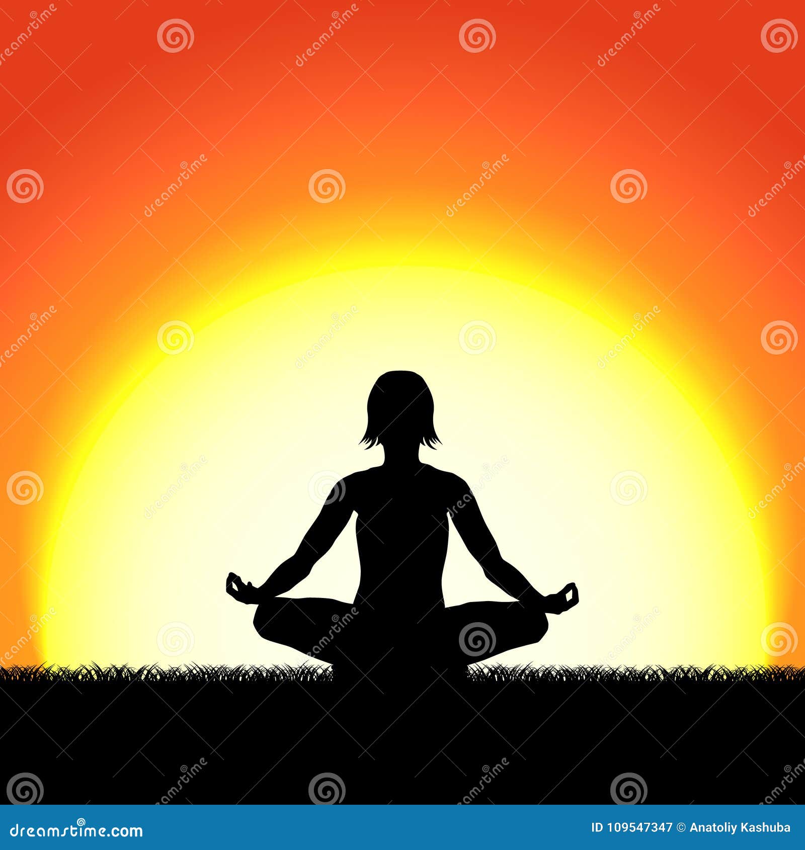 Yoga Man or woman silhouette in lotus pose in... - Stock Illustration  [62266966] - PIXTA