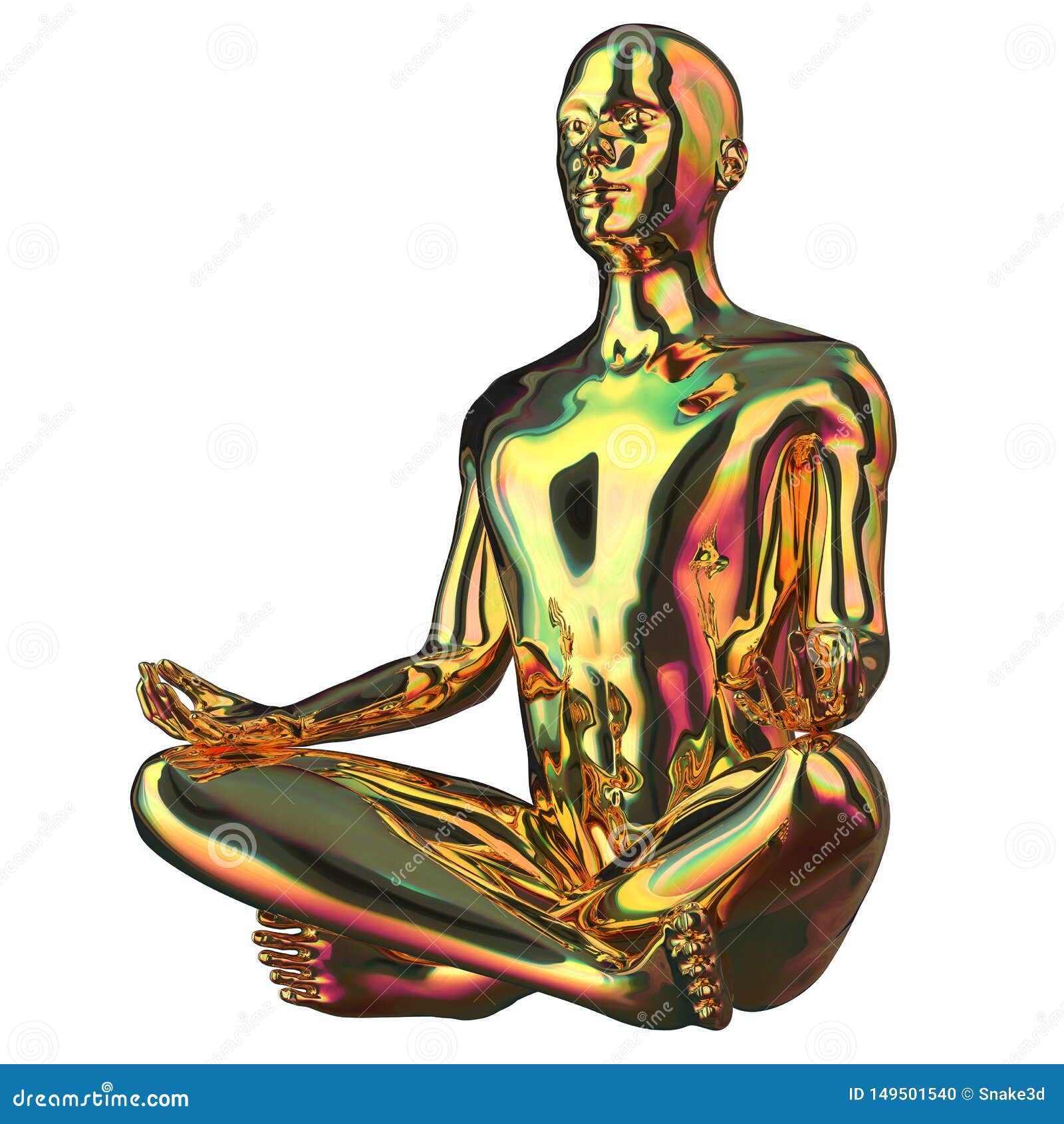 Yoga Man Lotus Pose Golden Stylized Figure Polished Sparkling Stock Illustration Illustration Of People Mental 149501540