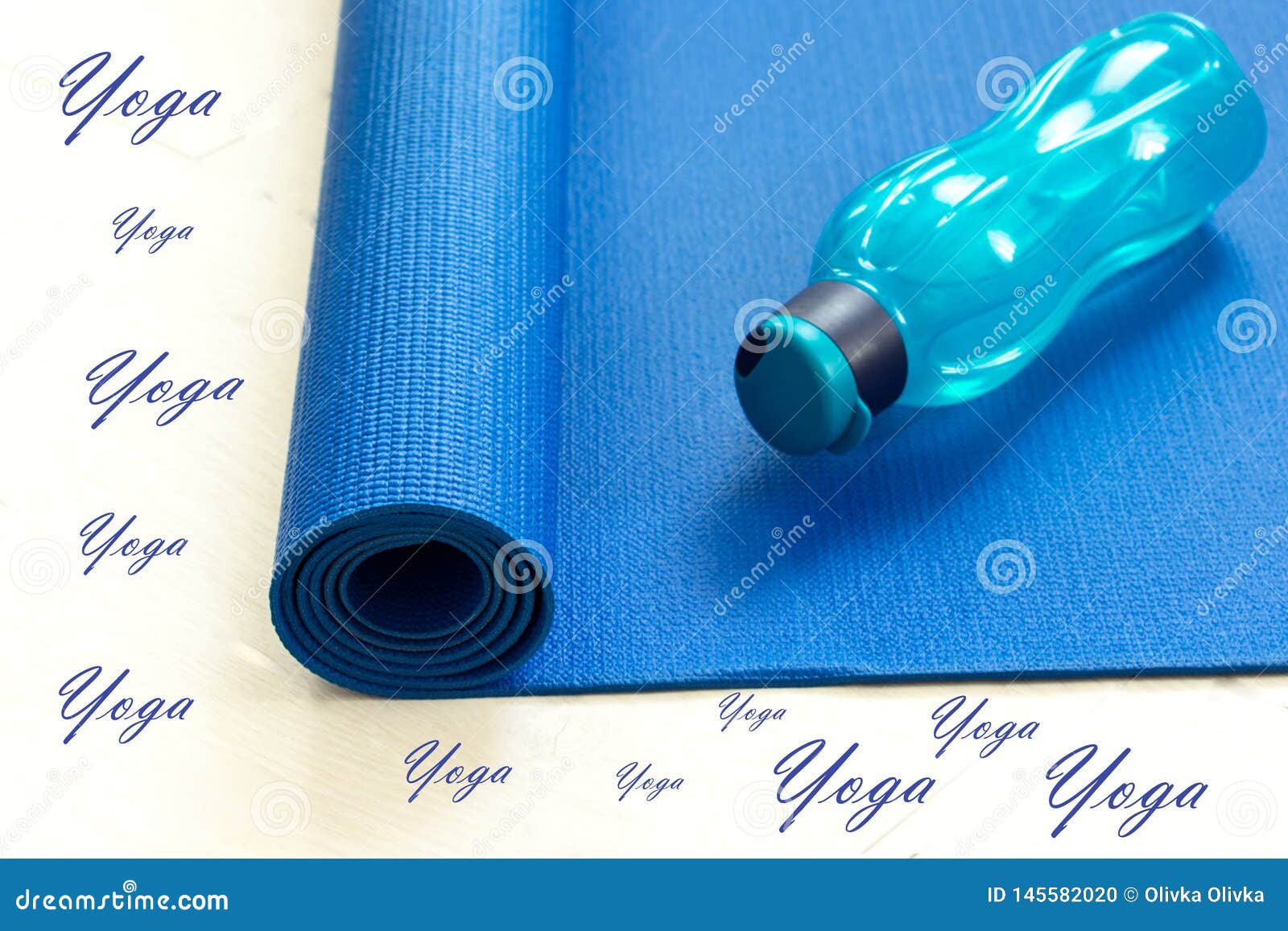 Yoga mat and water bottle stock photo. Image of relaxation 145582020