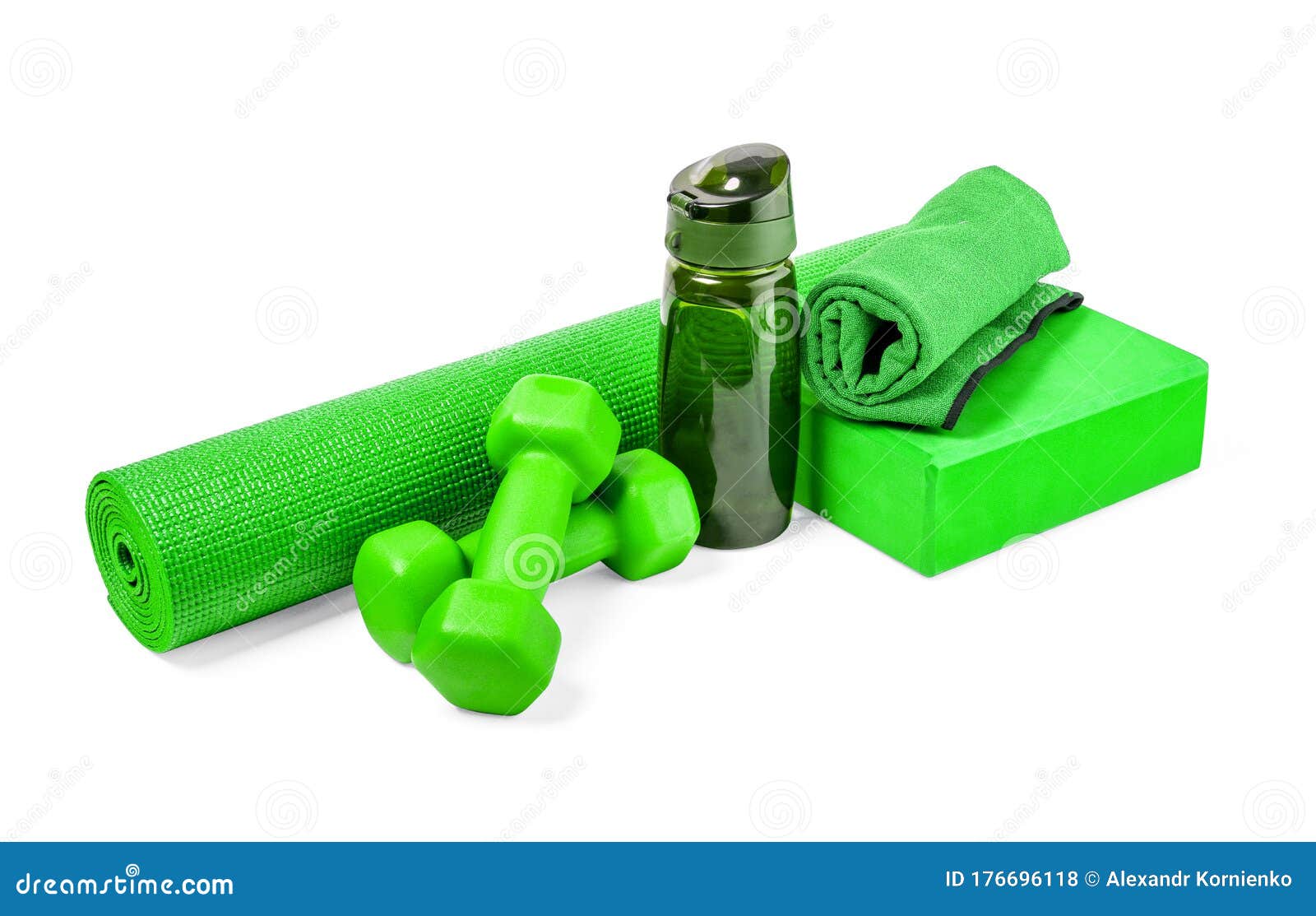 Yoga mat and dumbbells stock photo. Image of concept 176696118