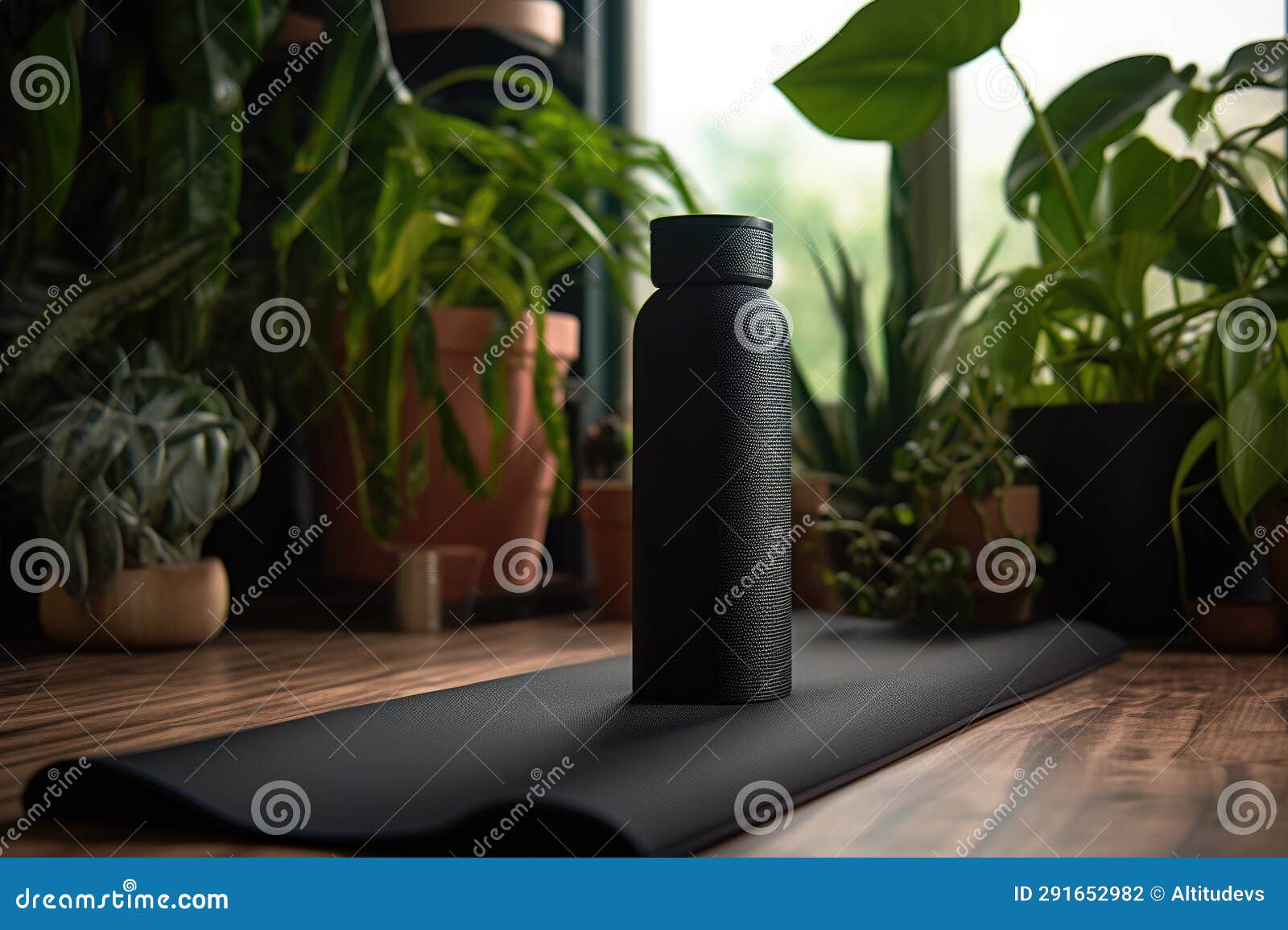 Yoga Mat Near a Workspace, Work from Home Setup Stock Photo Image of