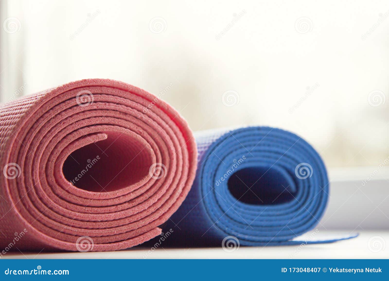 Yoga Mat on the Table with Copy Space Stock Image Image of healthy