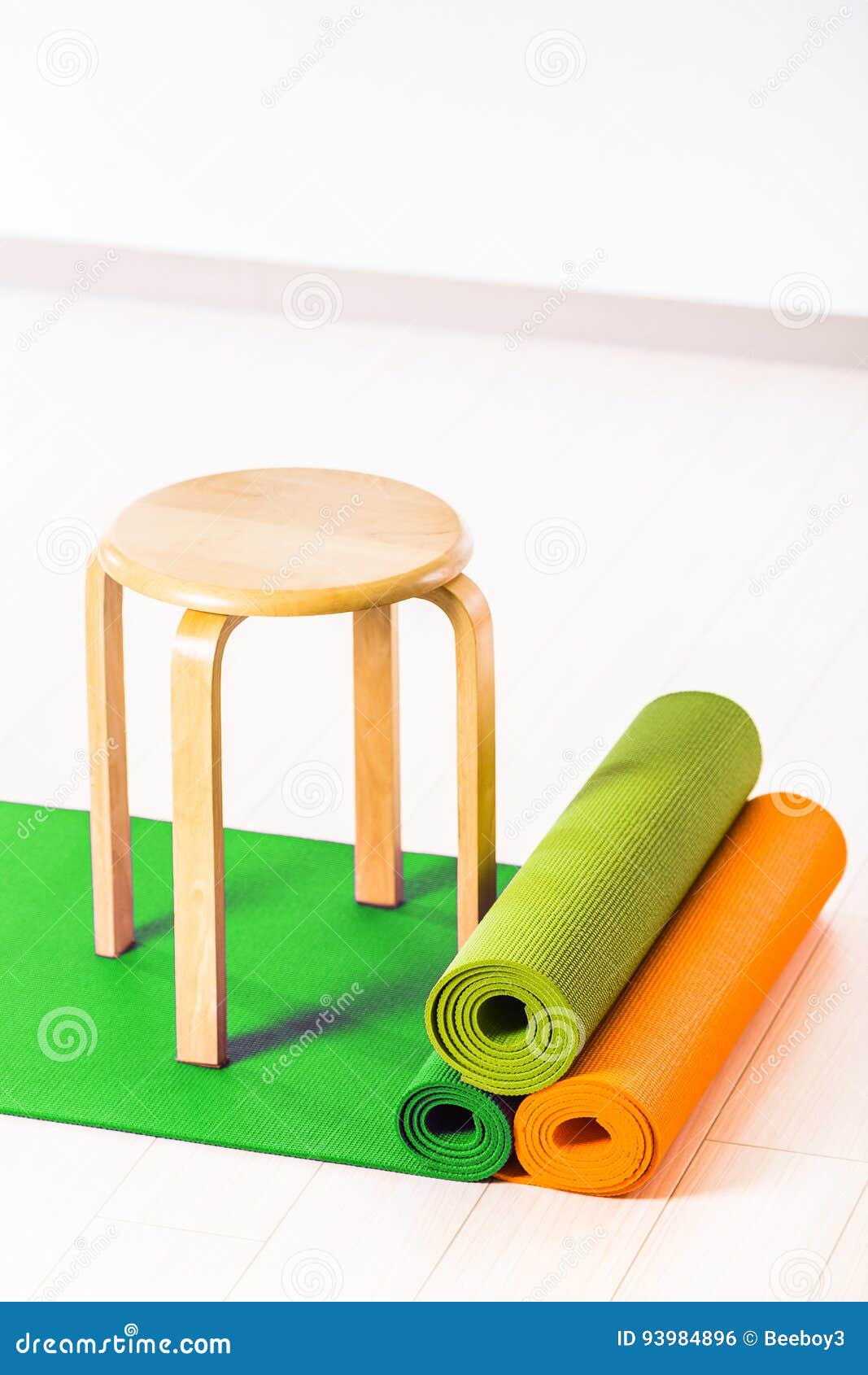 Yoga mats and chairs stock photo. Image of floor, simple 93984896