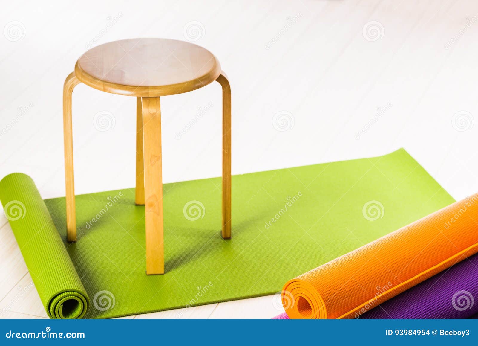 Yoga mats and chairs stock photo. Image of diet, meditation 93984954