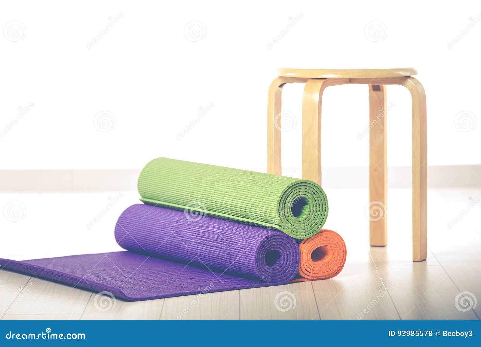 Yoga mats and chairs stock photo. Image of yoga, still 93985578