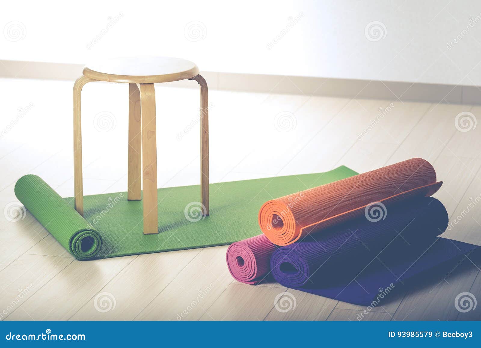 Yoga mats and chairs stock image. Image of diet, exercise 93985579