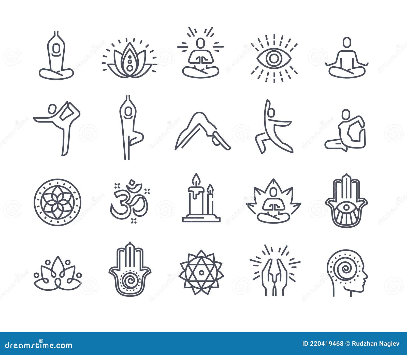 Yoga and Meditation Practice Vector Line Icons Stock Vector ...
