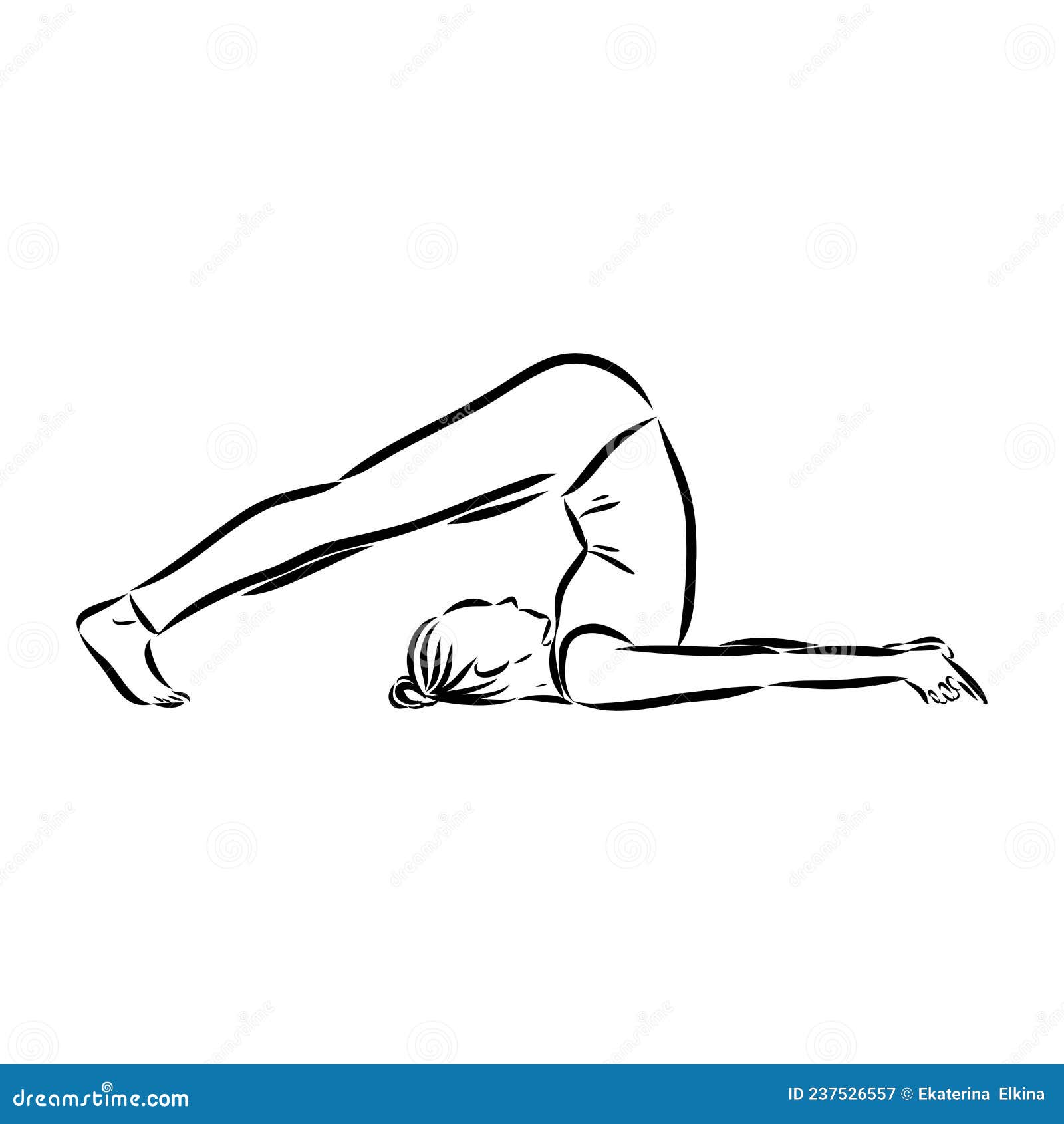 Yoga pose. Line drawing stock vector. Illustration of drawing - 237526557
