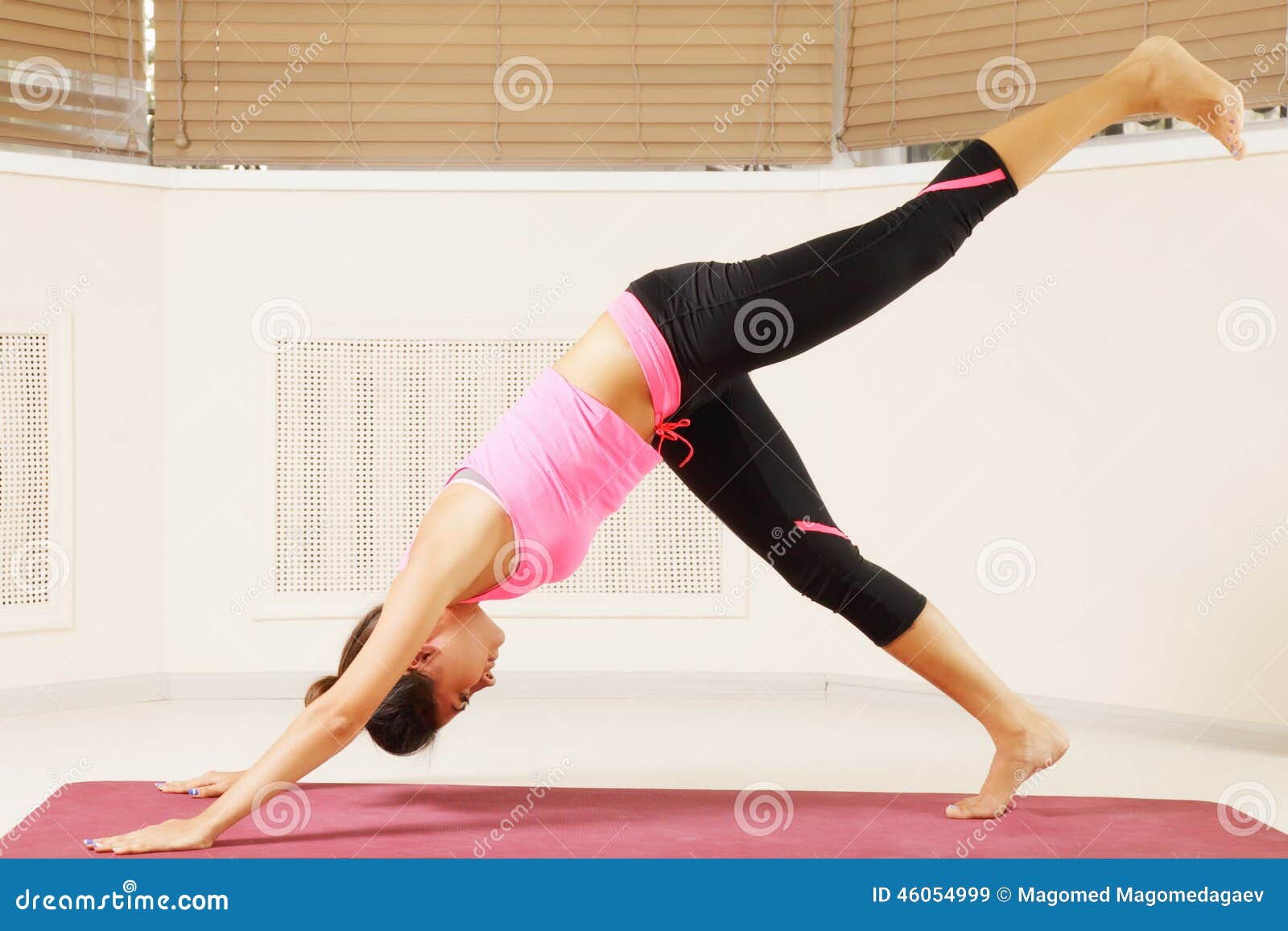 Yoga pose one leg up stock image. Image of sideways, meditation - 46054999