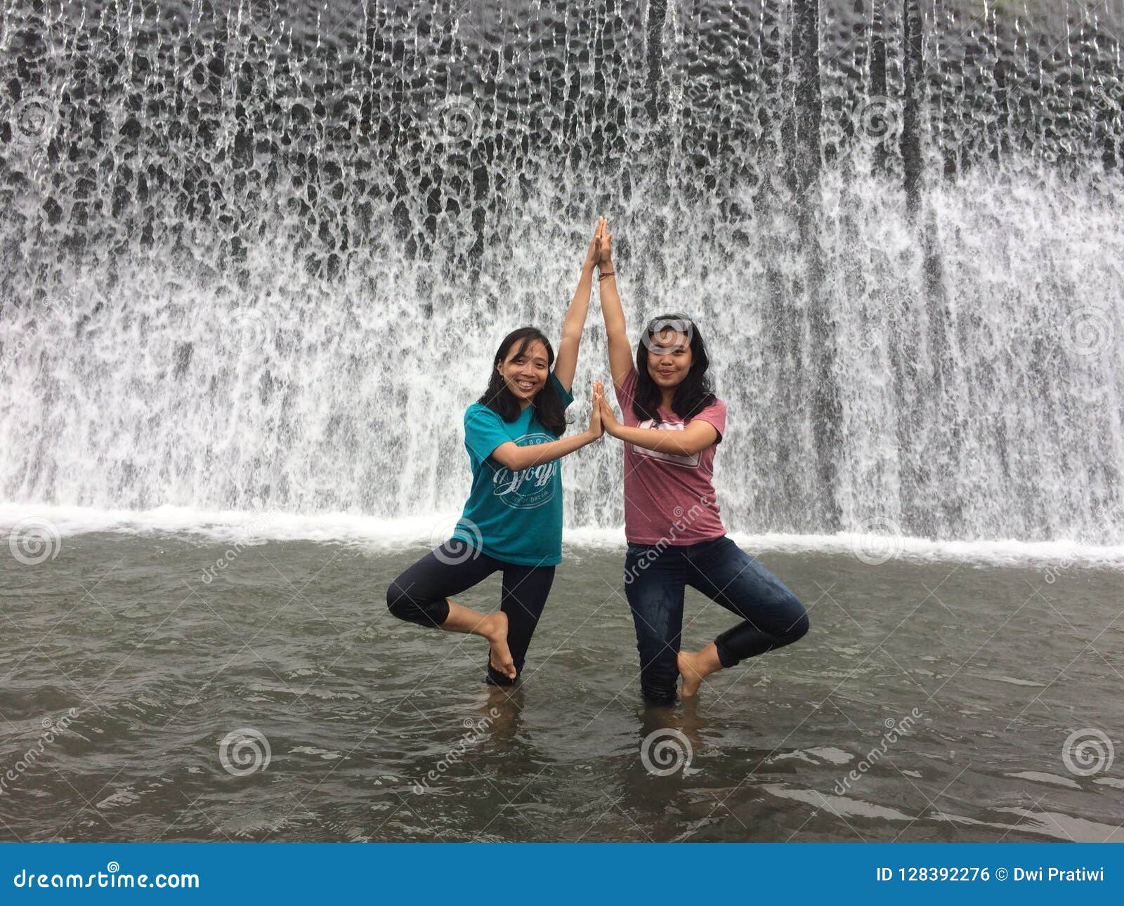 Yoga pose in the river editorial photo. Image of river 128392276