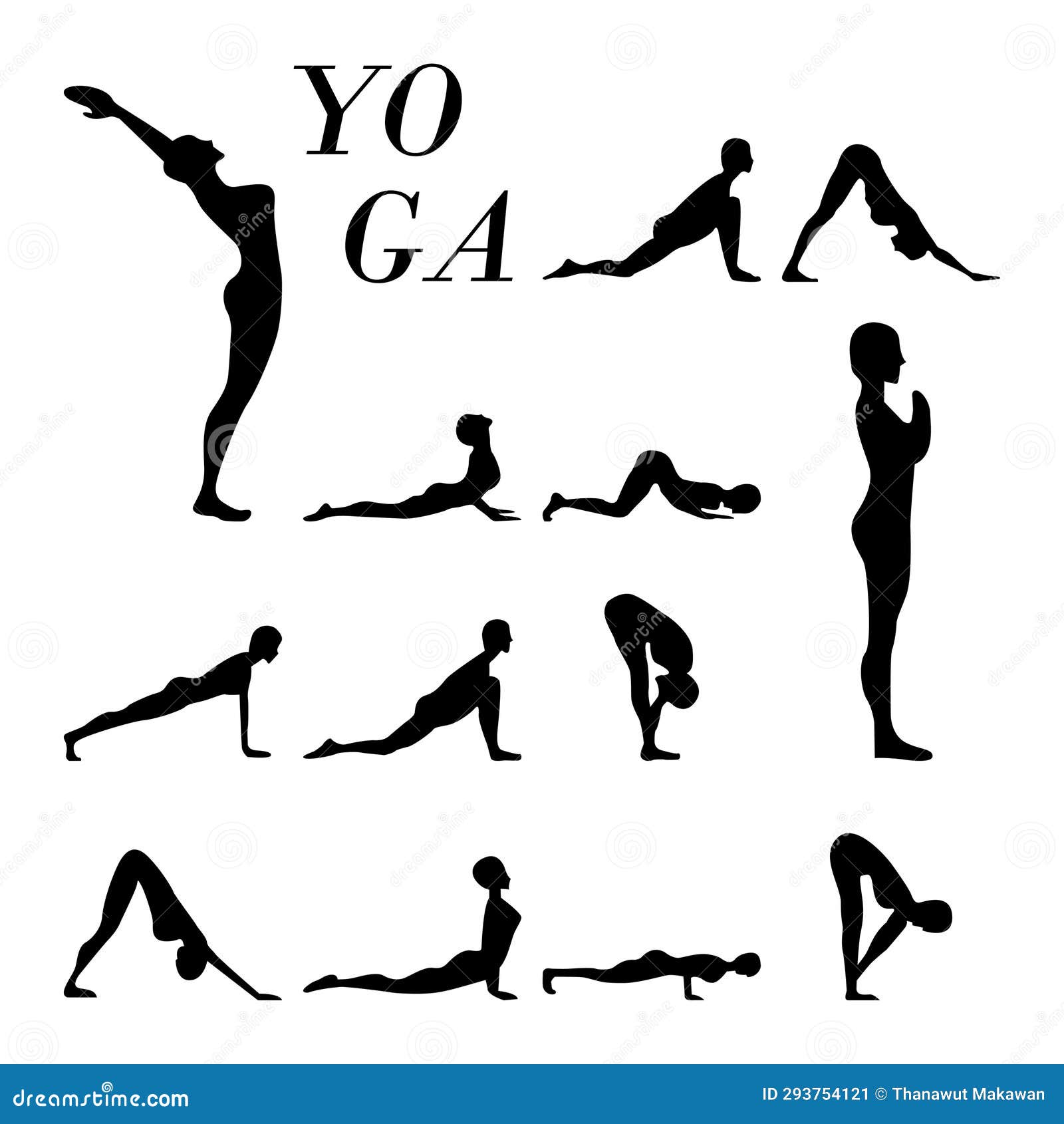 Yoga Pose Silhouette. Yoga Illustration. Yoga Icon. Yoga Silhouette