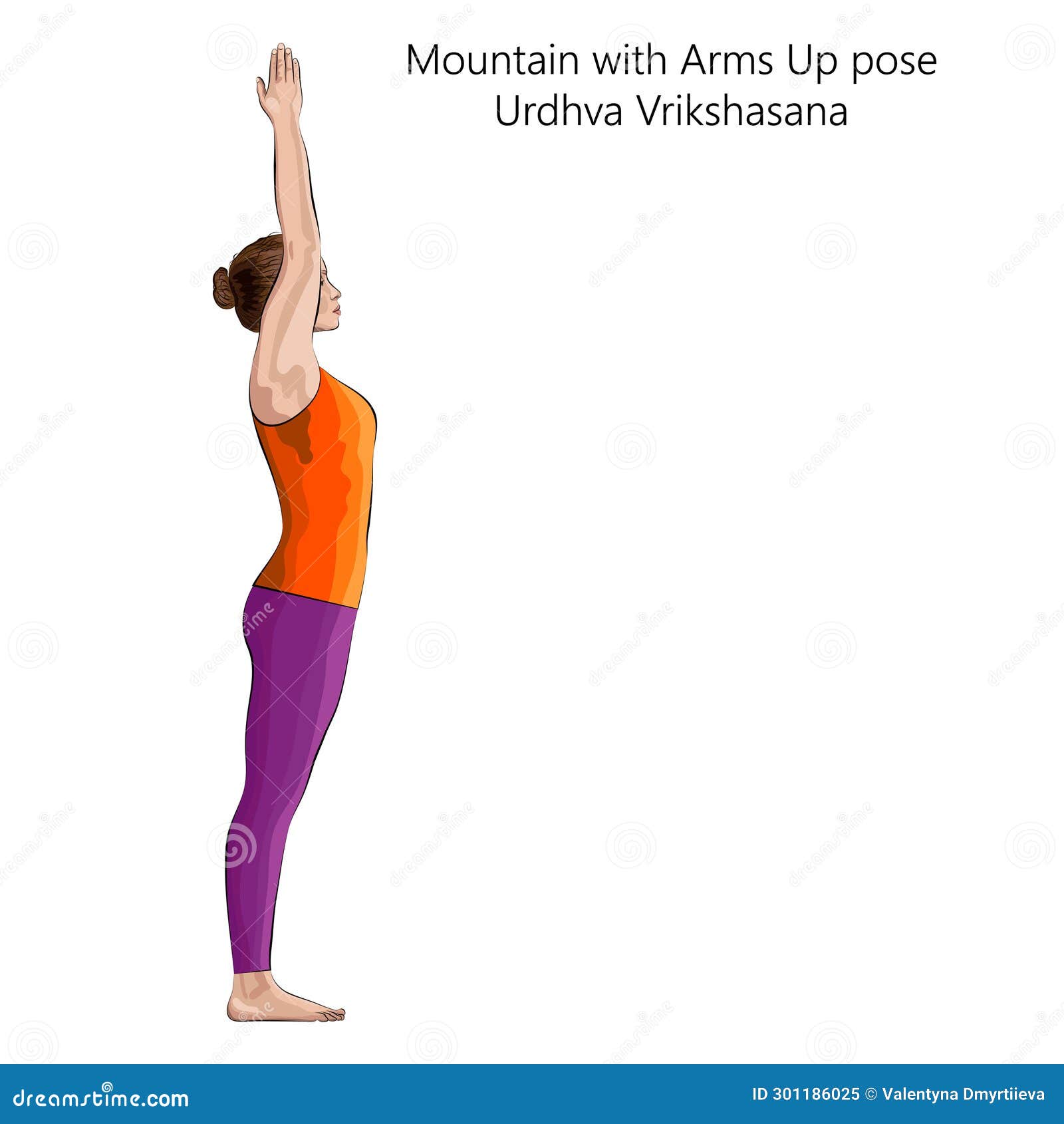 Mountain with arms up pose yoga workout Royalty Free Vector