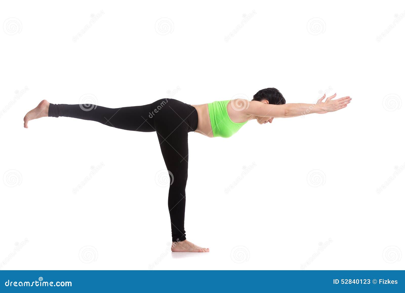 Premium Vector | Warrior iii pose young woman practicing yoga pose