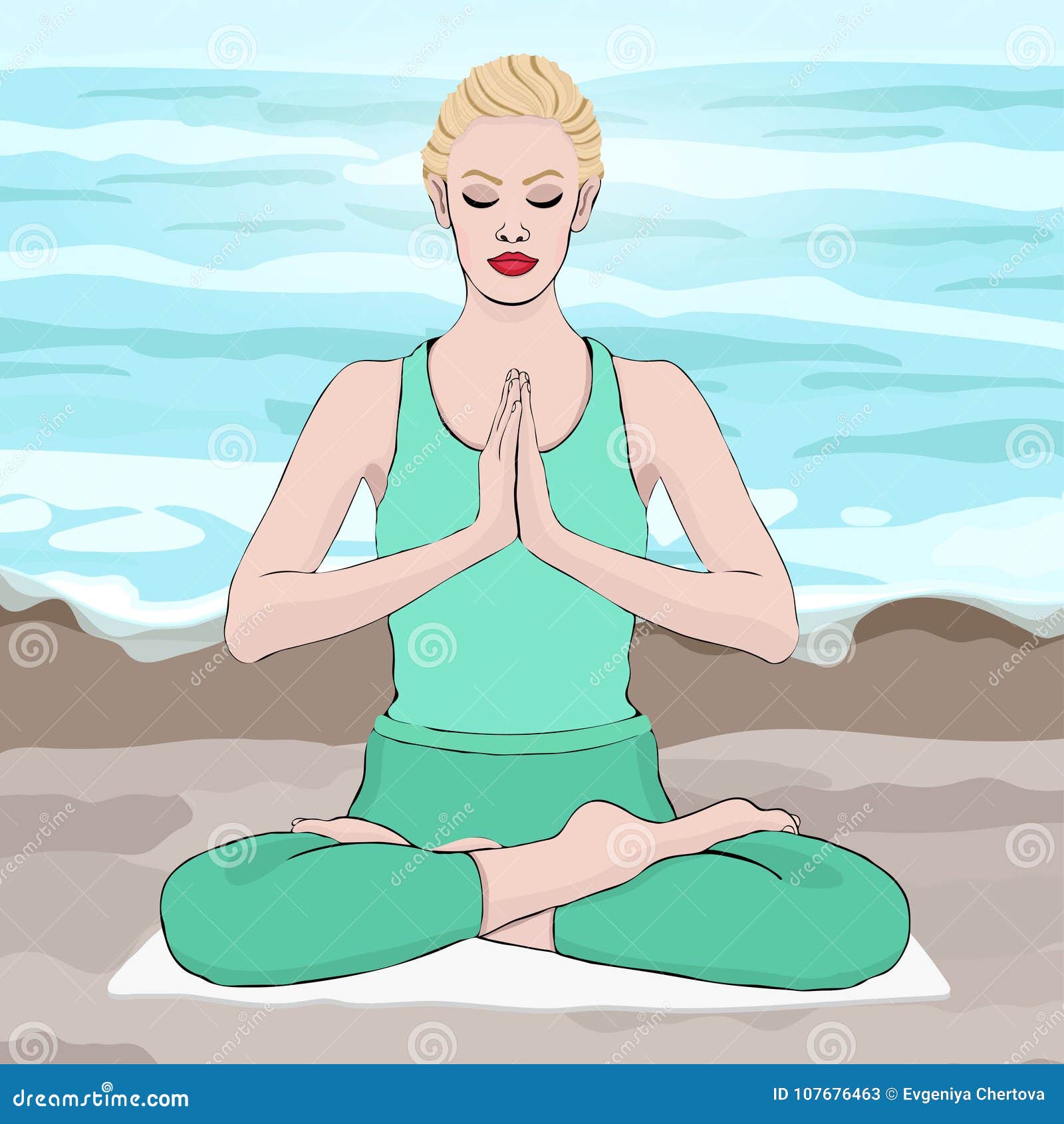 Woman practice yoga meditation, lotus pose, graphic illustration Stock  Vector | Adobe Stock