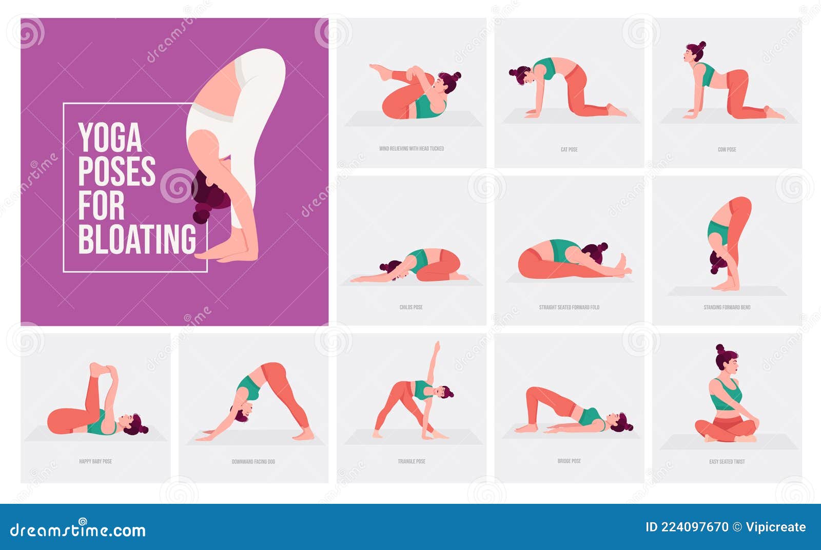 yoga poses for bloating. young woman practicing yoga pose.