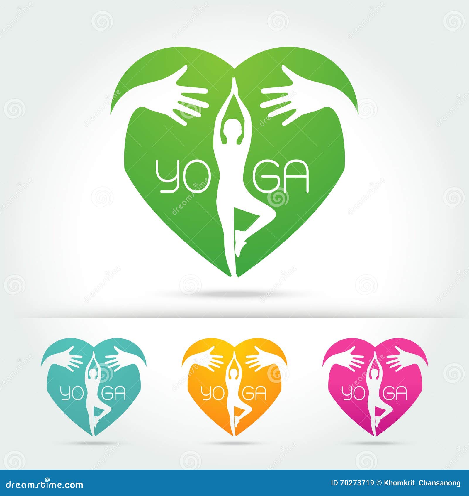 Yoga Poses in Heart with Hug Hand Stock Vector Illustration of