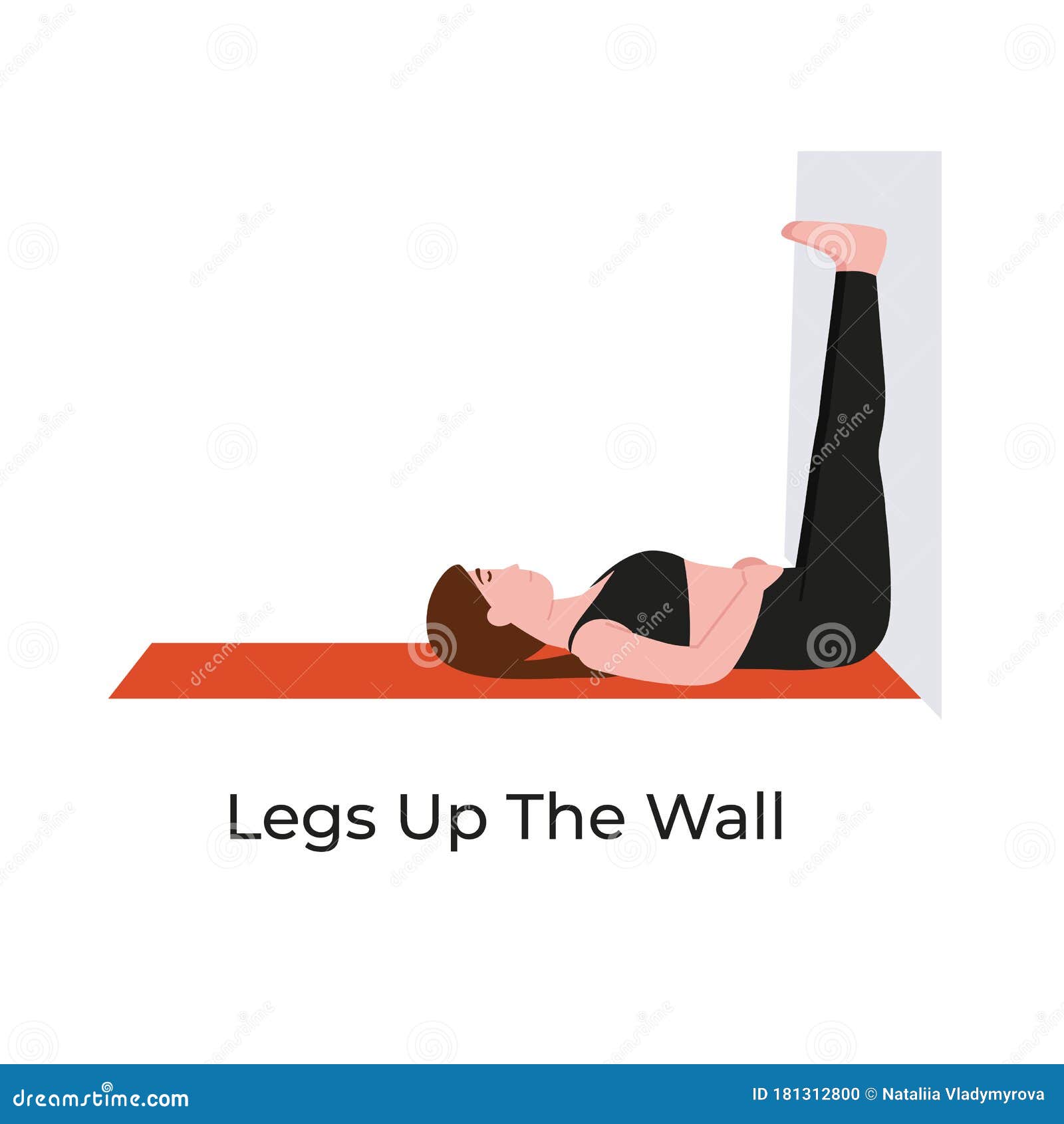 Yoga Poses Legs Up The Wall Stock Vector Illustration Of Beauty Modern 181312800