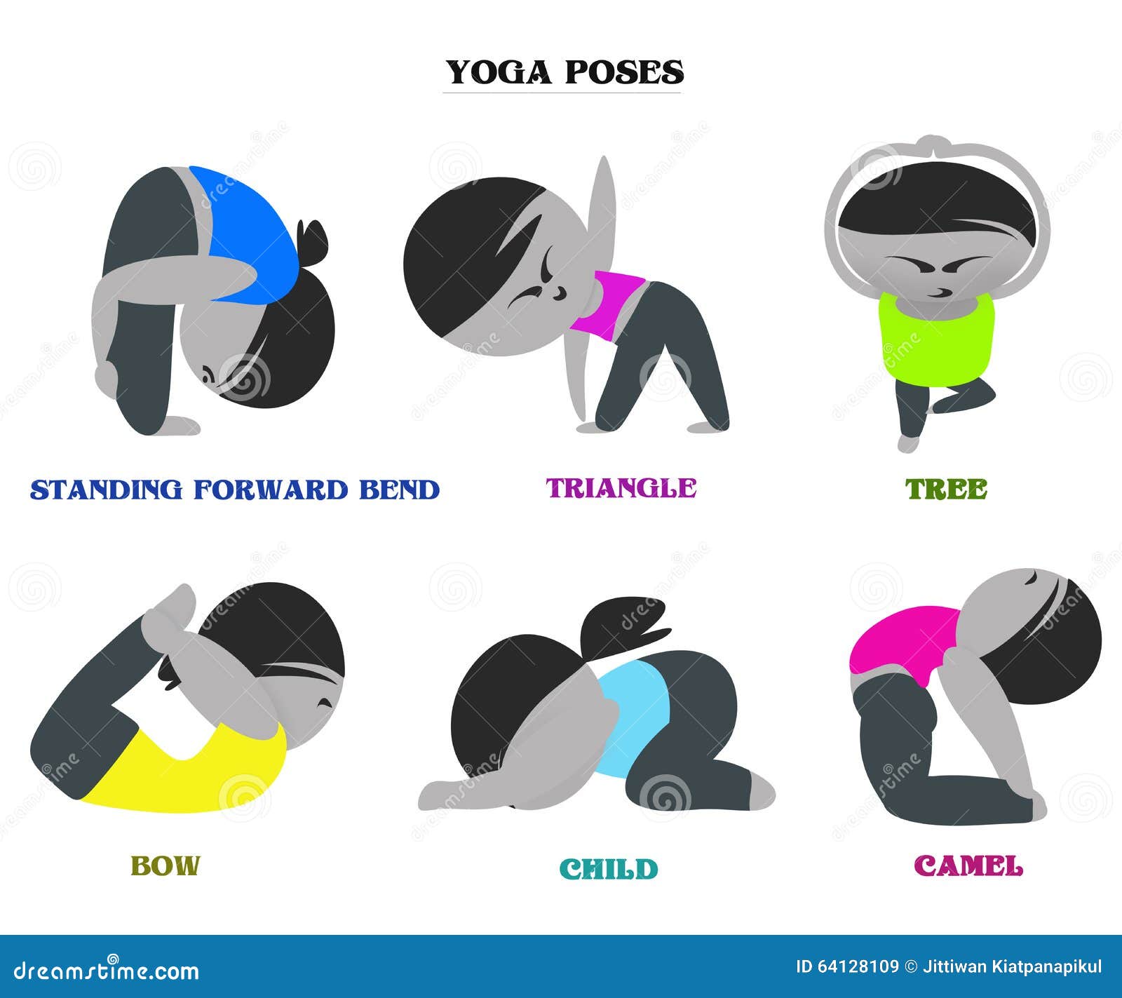 Yoga Poses and Names Cartoon Background Stock Illustration - Illustration  of dance, asana: 64128109