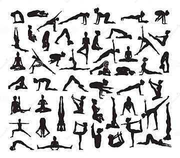 Yoga Poses Silhouettes stock vector. Illustration of outlines - 88027213