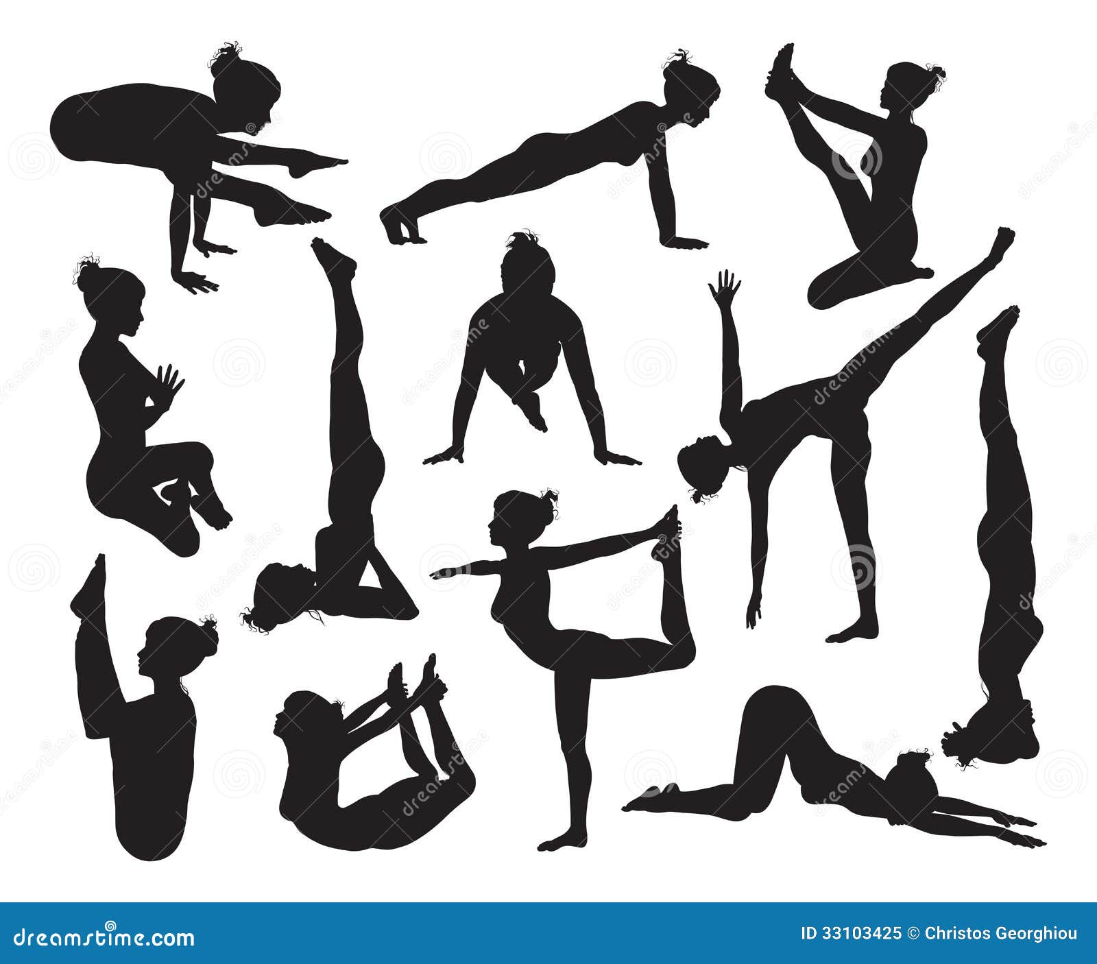 Yoga Poses Silhouettes Royalty Free Stock Photo - Image: 33103425