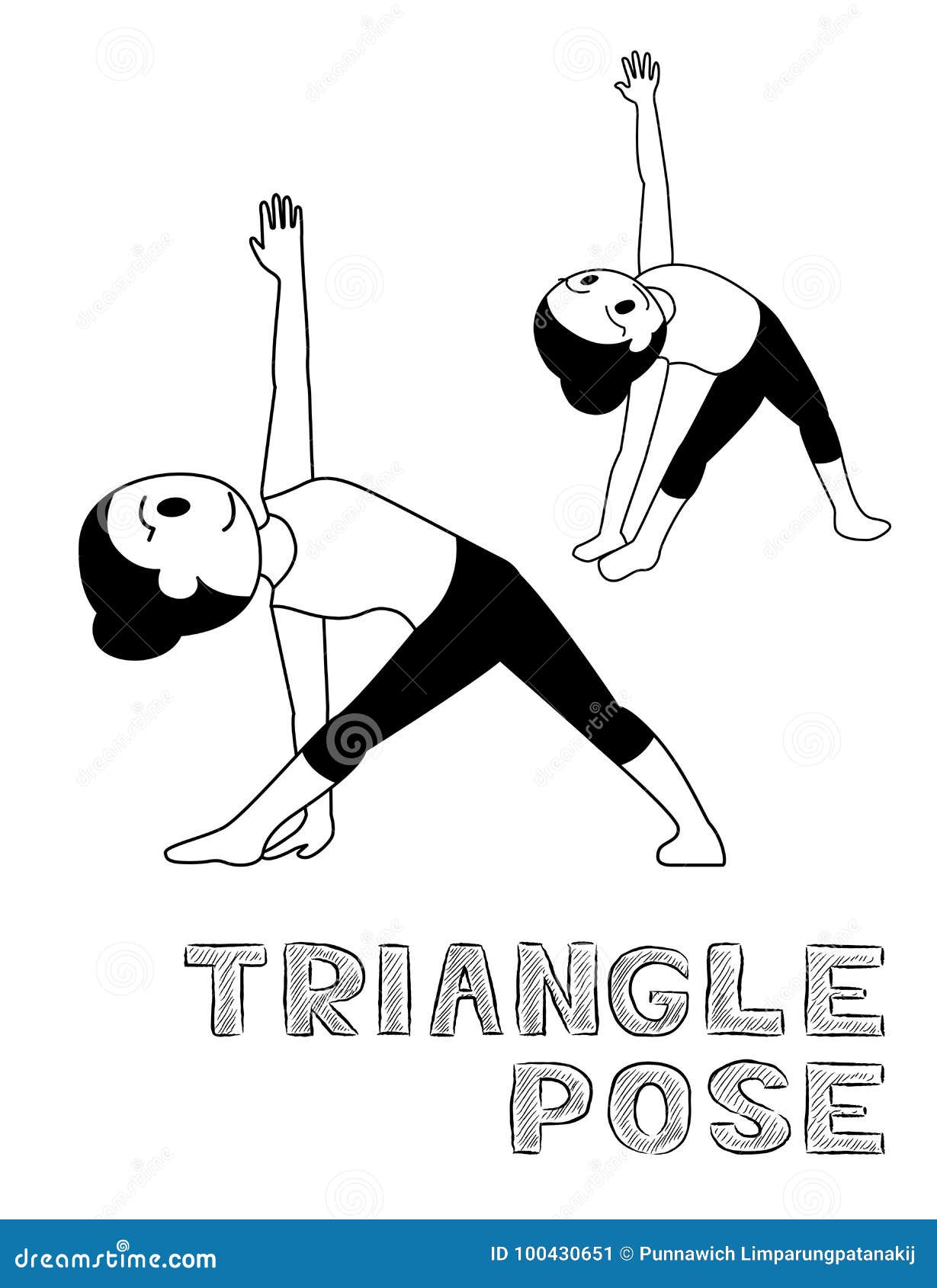 Triangle Pose Cartoon Vector Illustration Monochrome Stock Vector