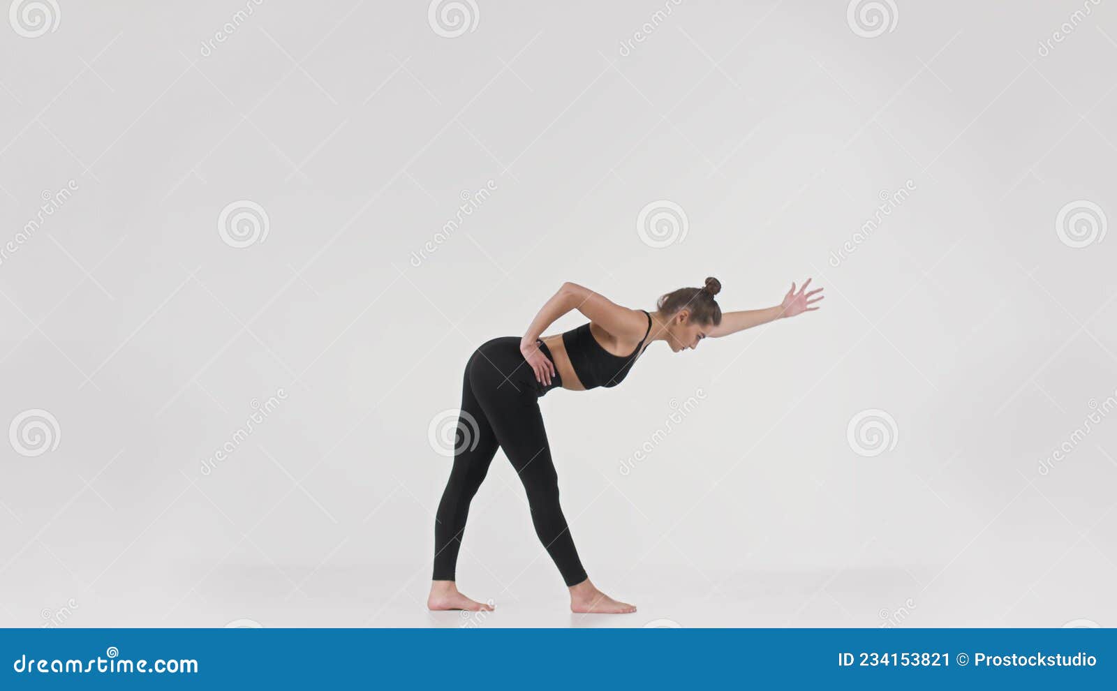 Woman Doing Yoga Half Moon Preparation Position Side View High-Res Stock  Photo - Getty Images