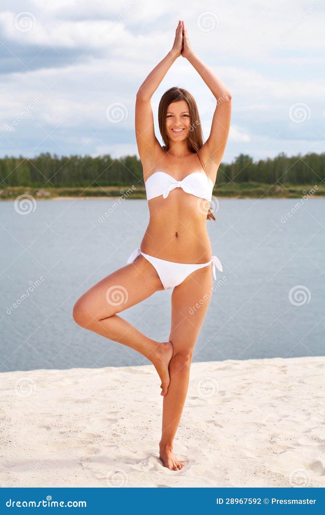 Yoga on sand stock photo. Image of posture, female, active 28967592