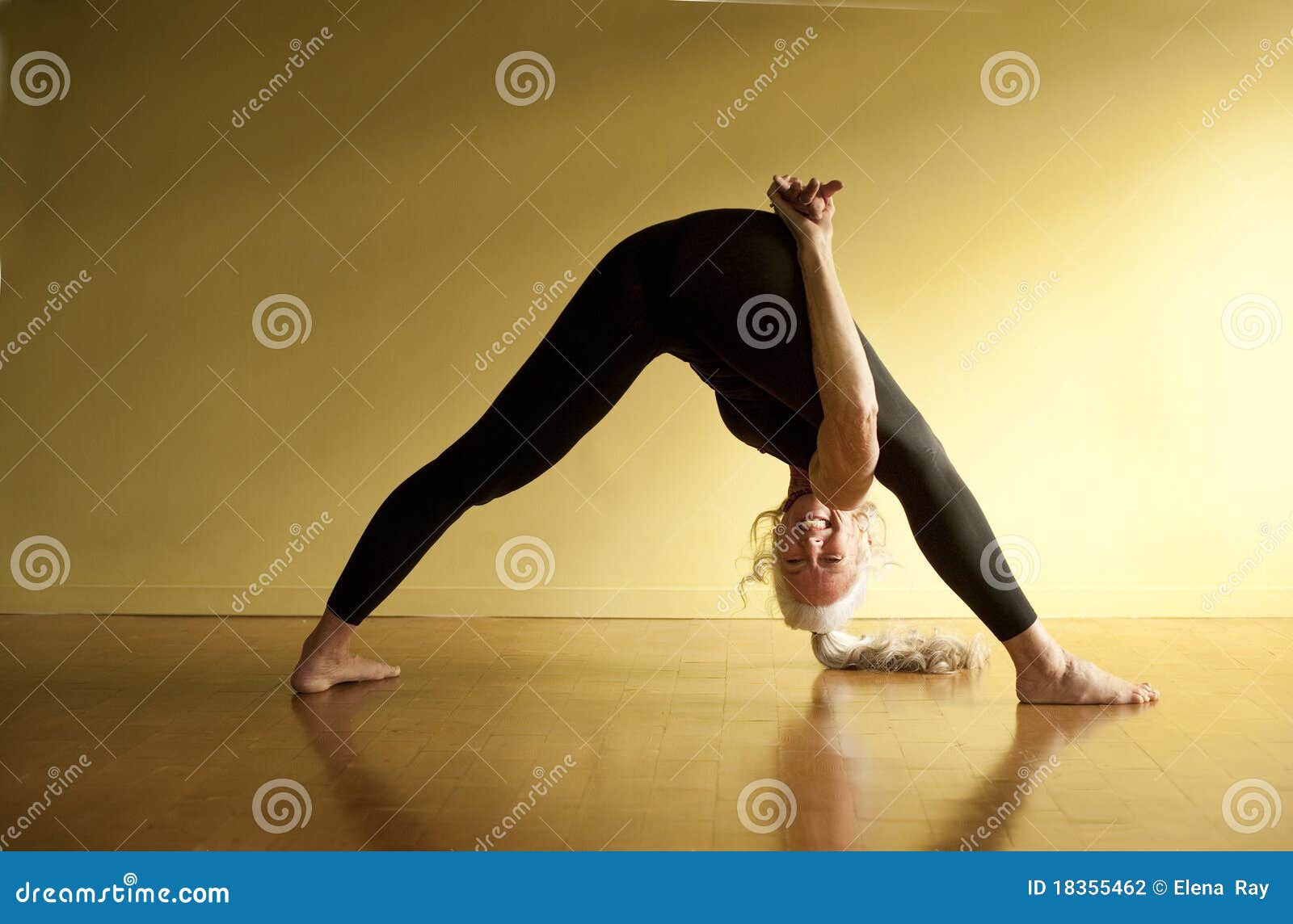 Funny Yoga Senior Woman stock photo. Image of smiling - 18355462