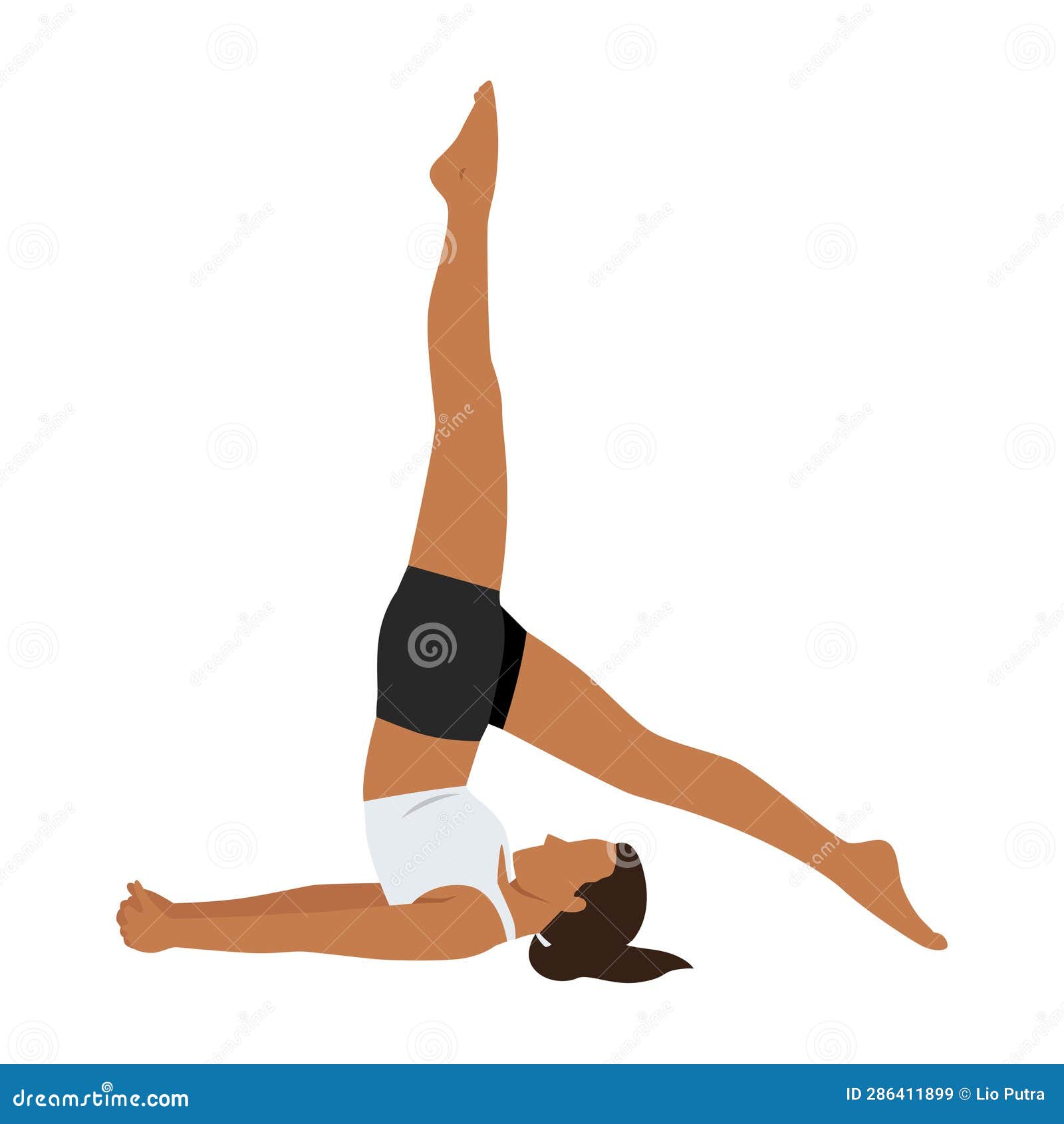 Woman Doing Yoga in Shoulder Stand Pose Exercise Stock Illustration ...