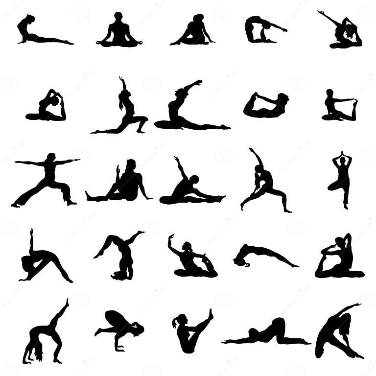 Yoga silhouette set stock vector. Illustration of painting - 66681831