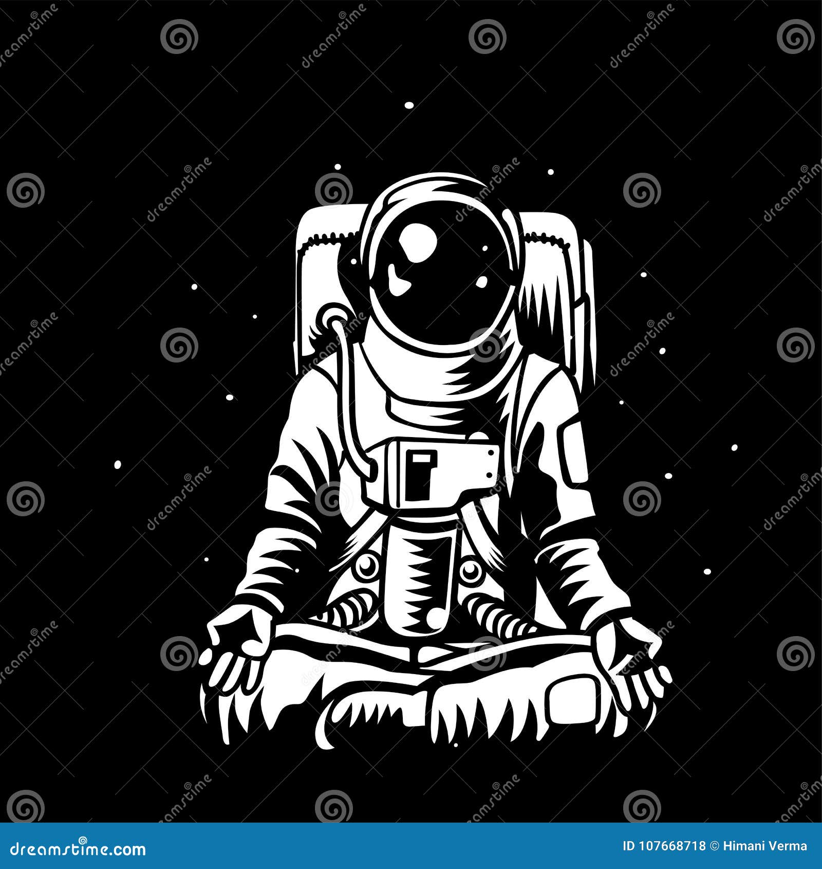 Spaceman in pressure suit out space among stars Vector Image