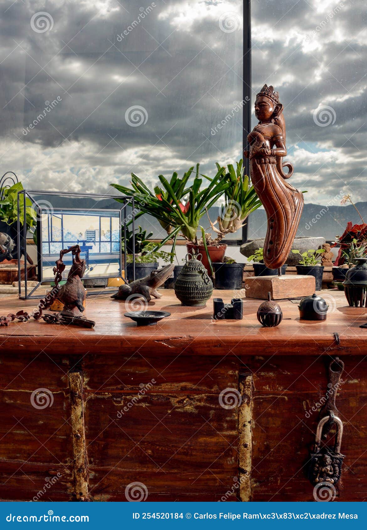 still life with a yoga and statue