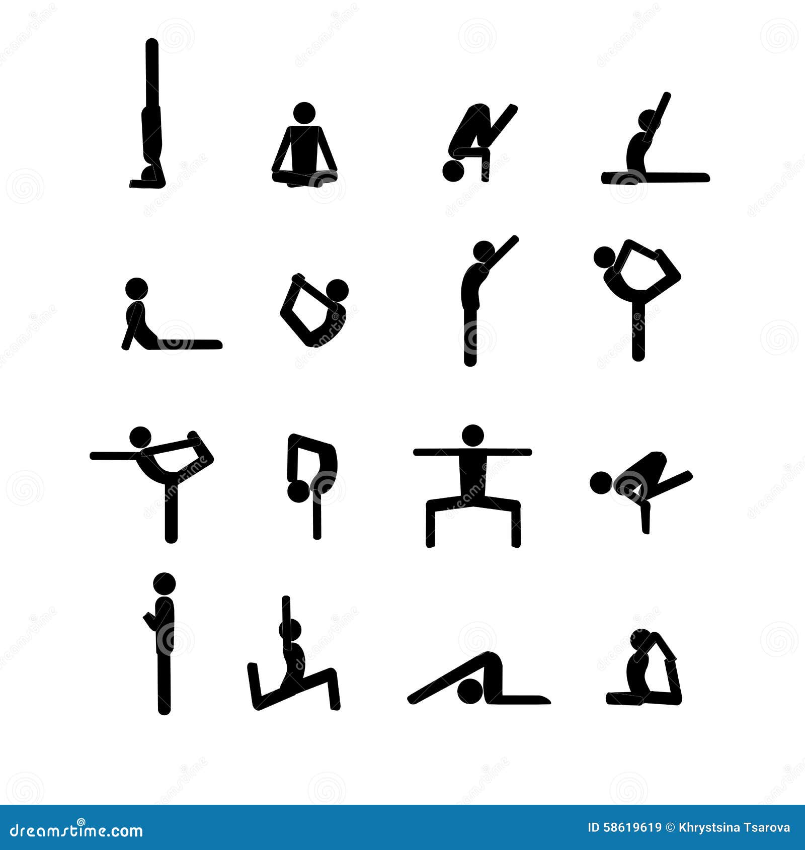 Yoga stick man set stock vector. Illustration of asana - 58619619