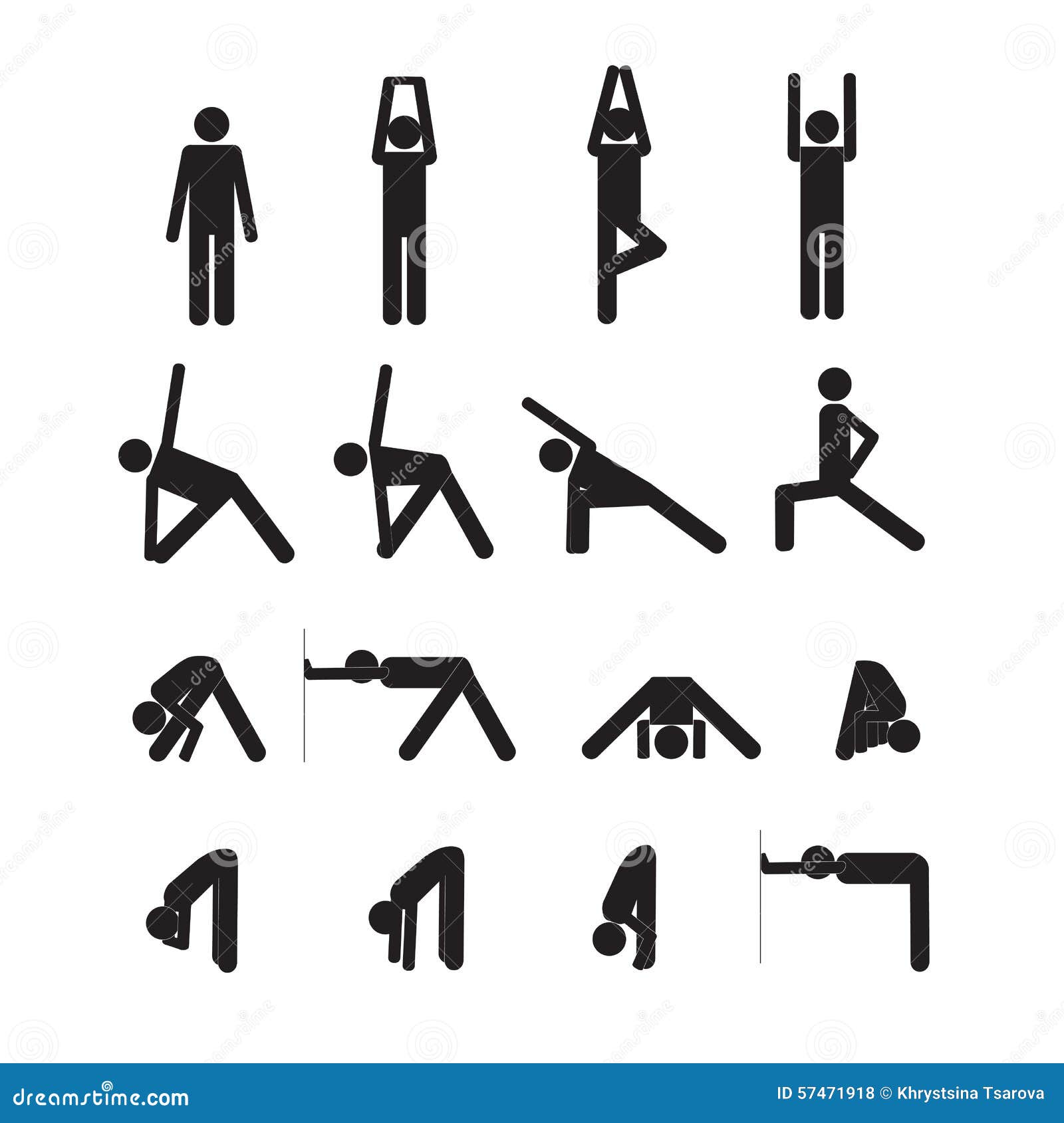Yoga stick man stock vector. Illustration of muscle, posture - 57471918