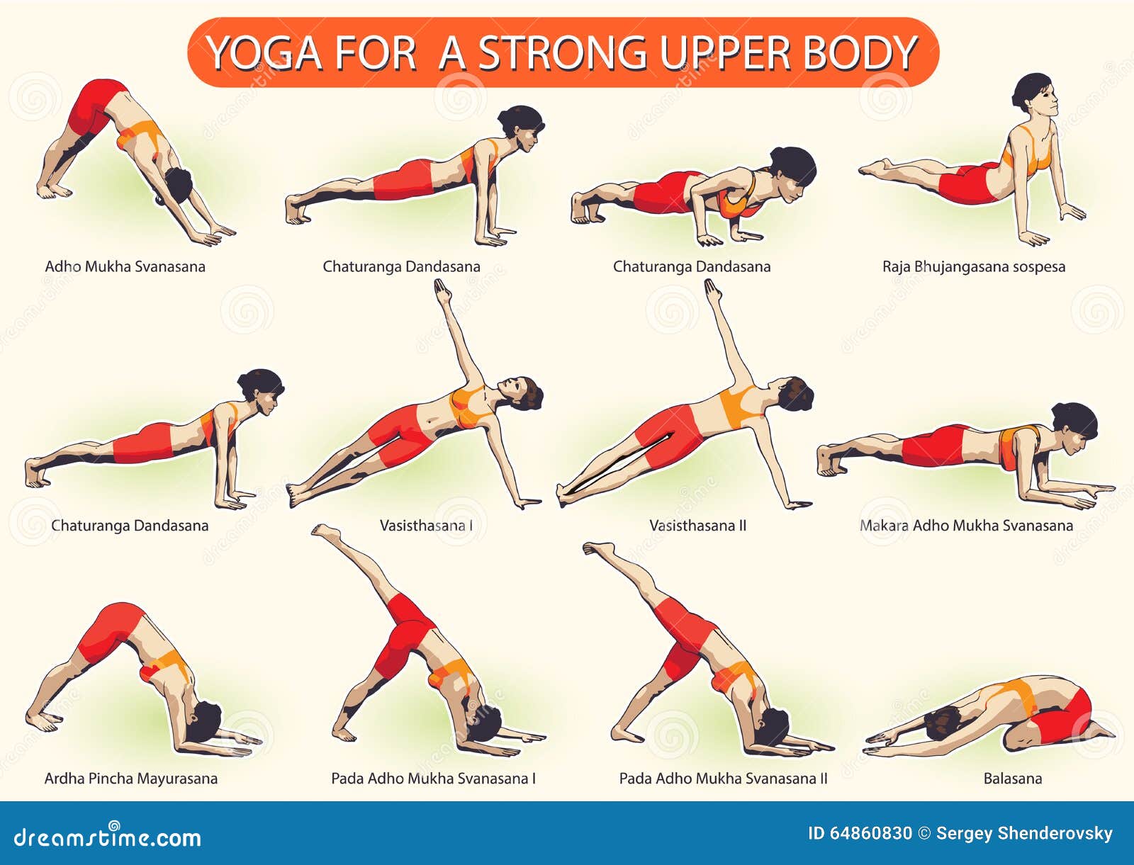 YOGA for Strong Upper Body stock vector. Illustration of complex