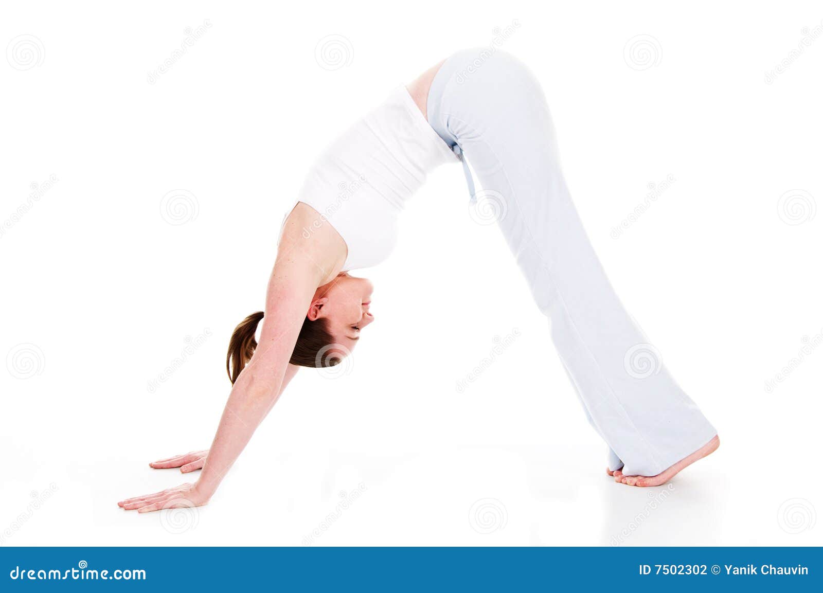 Yoga Time. Beautiful woman doing yoga on isolated white background