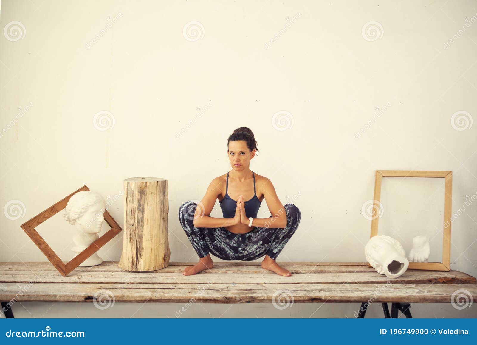 Yoga time in art studio stock photo. Image of balance 196749900