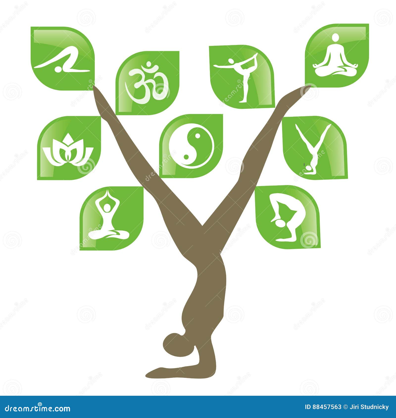 Yoga Tree With  Icons.. Vector Illustration