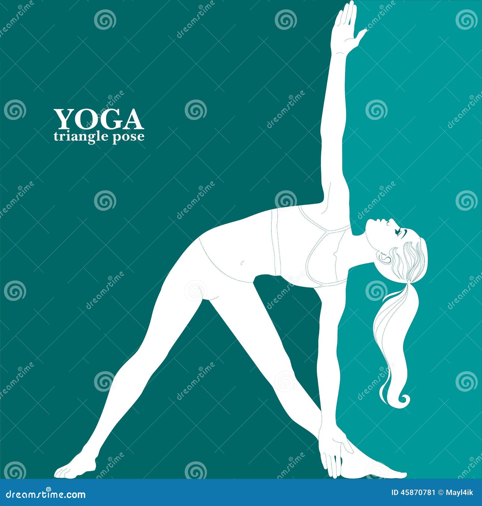 YOGA. triangle pose. stock vector. Illustration of pose 45870781