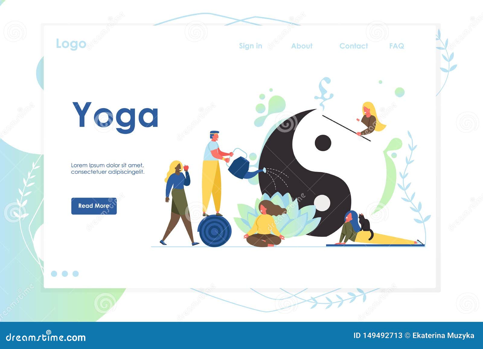 schotel vlam cabine Yoga Vector Website Landing Page Design Template Stock Vector -  Illustration of mind, breathing: 149492713