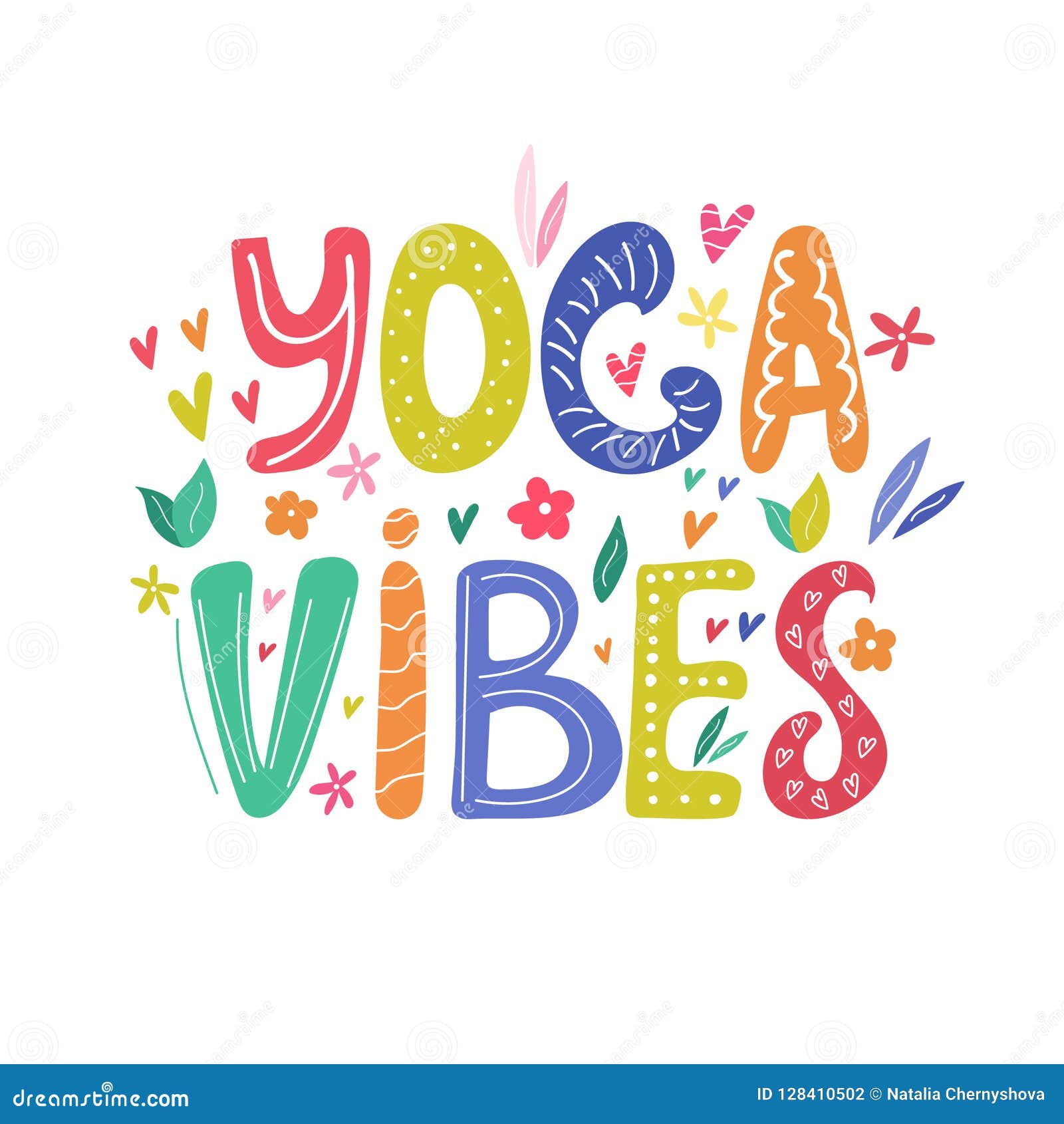 Yoga Vibes Colorful Concept Poster with Lettering Stock Vector