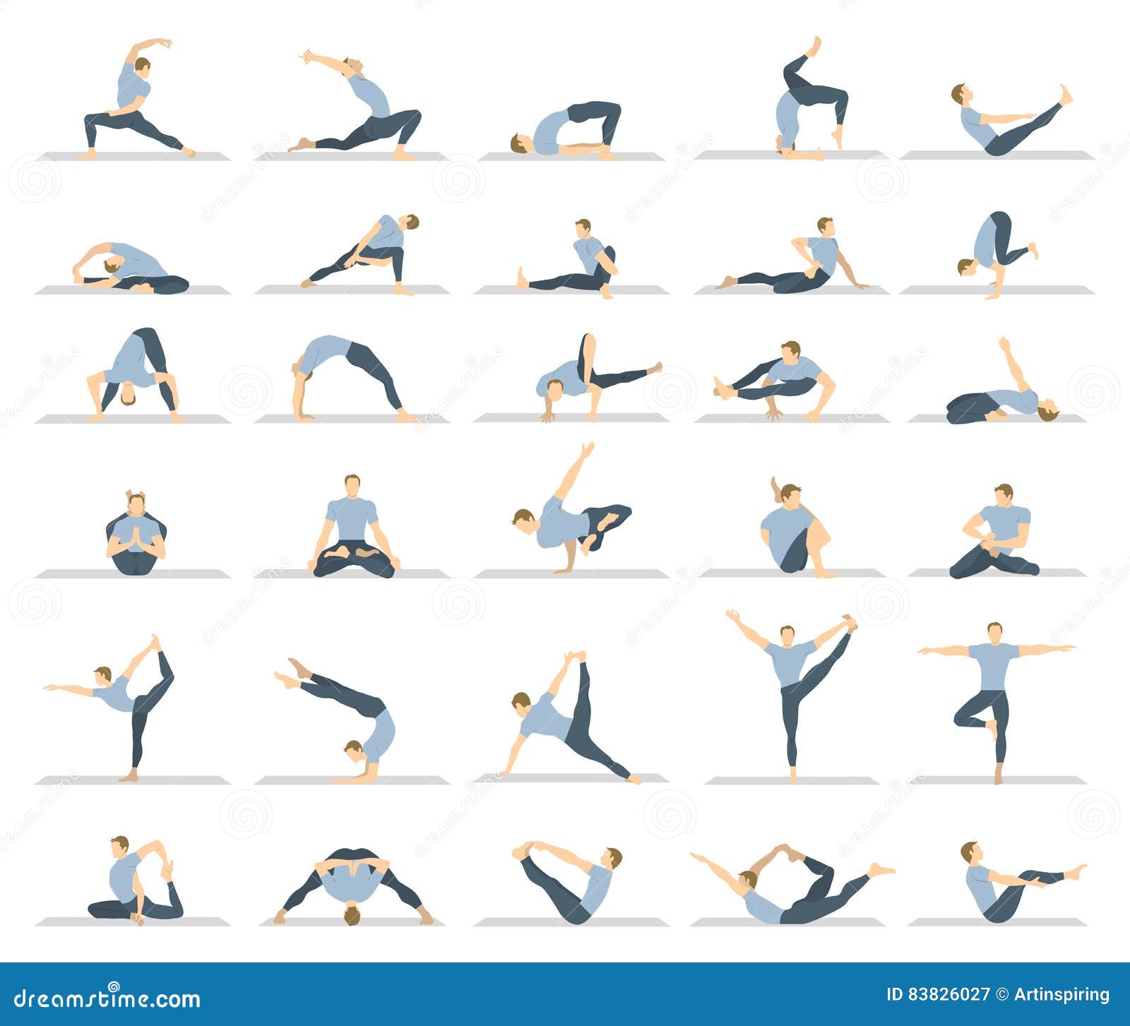 SEARCH AND BUY THIS PRODUCT Yoga workout for men set. stock vector. Illustration of