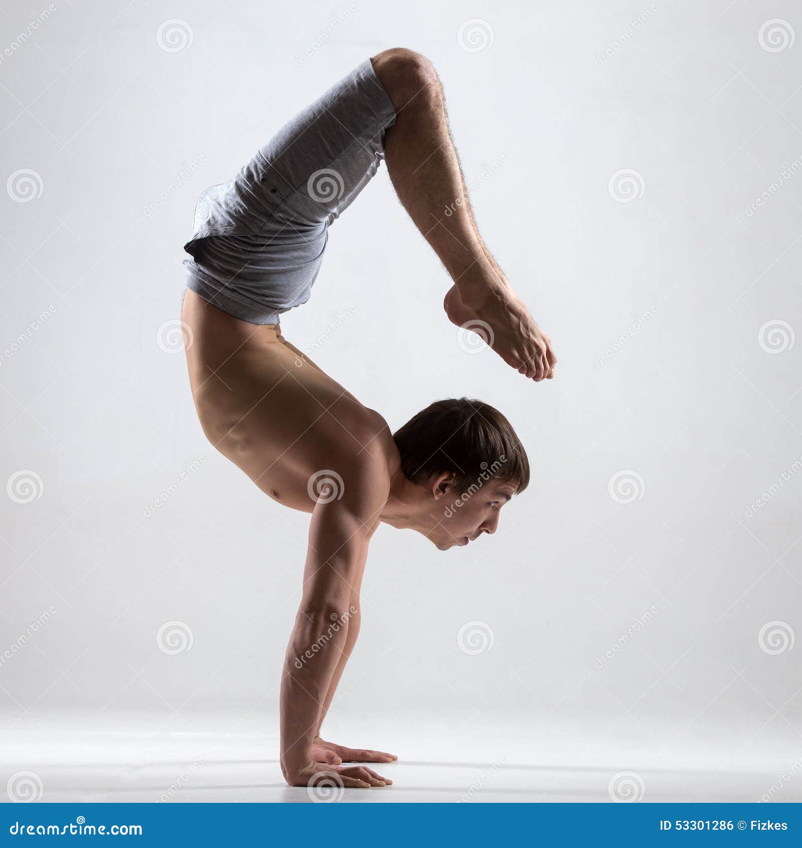 Yogi Man In Yoga Scorpion Pose, Side View Royalty-Free Stock Image ...